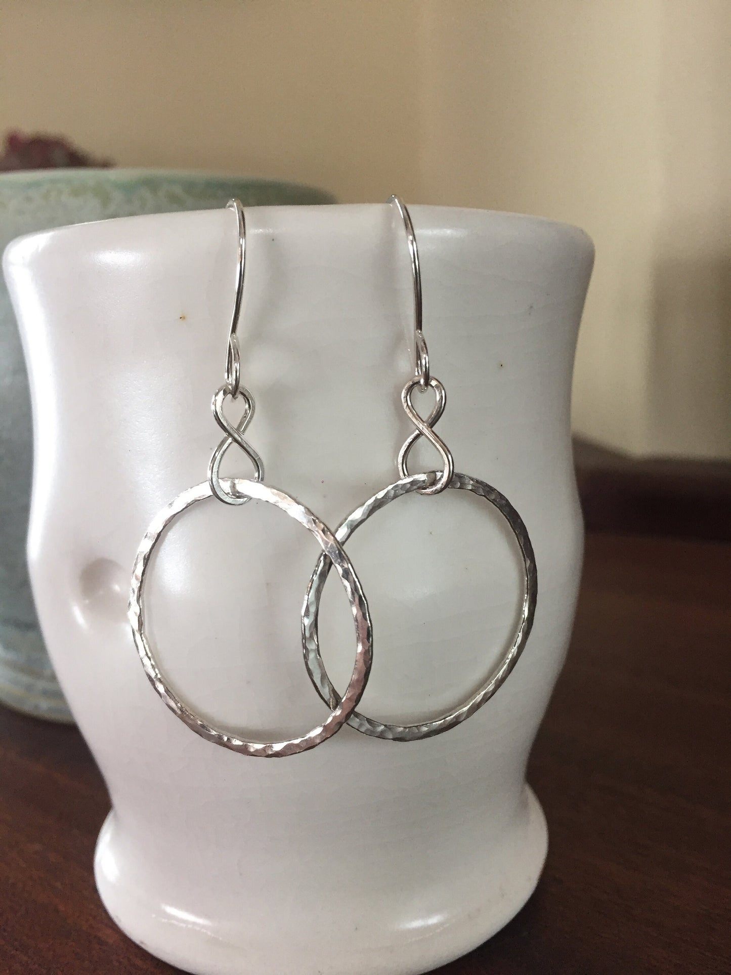 Sterling Silver Hoop Earrings Hammered Hand Forged Metal Jewelry, Medium Hoops, Hammered Hoop Earrings