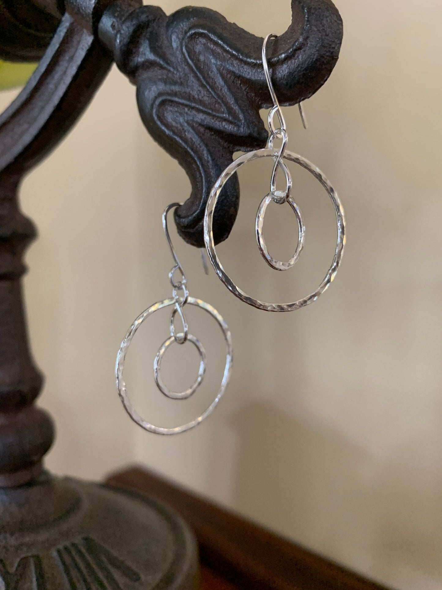 Sterling Silver Double Hoop Earrings, Hammered Silver Hoops, Handmade Jewelry