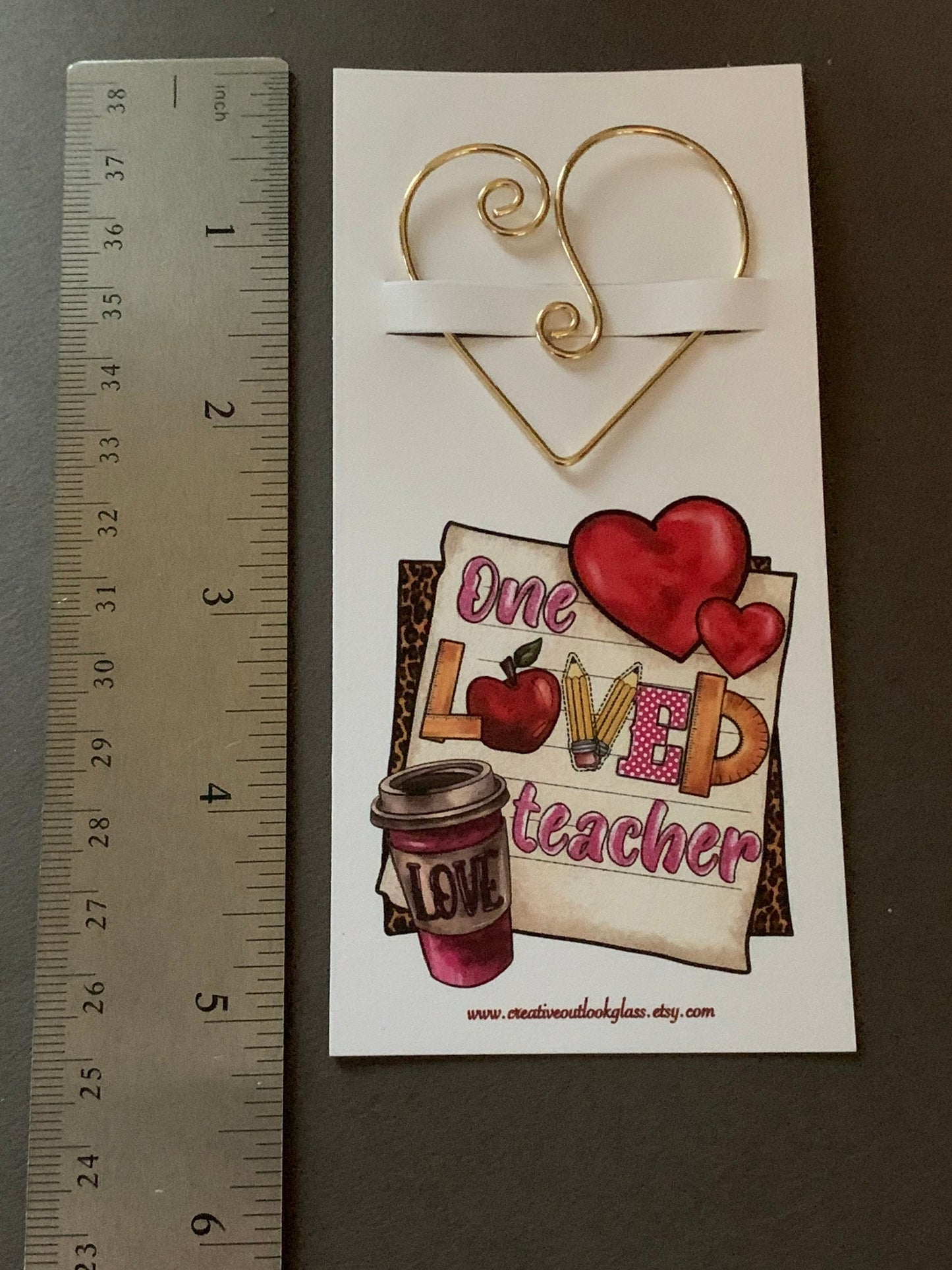 Gift for Teacher, Small Teacher Thank You Teacher Gift, Heart Bookmark, Inexpensive Teacher Appreciation Gift