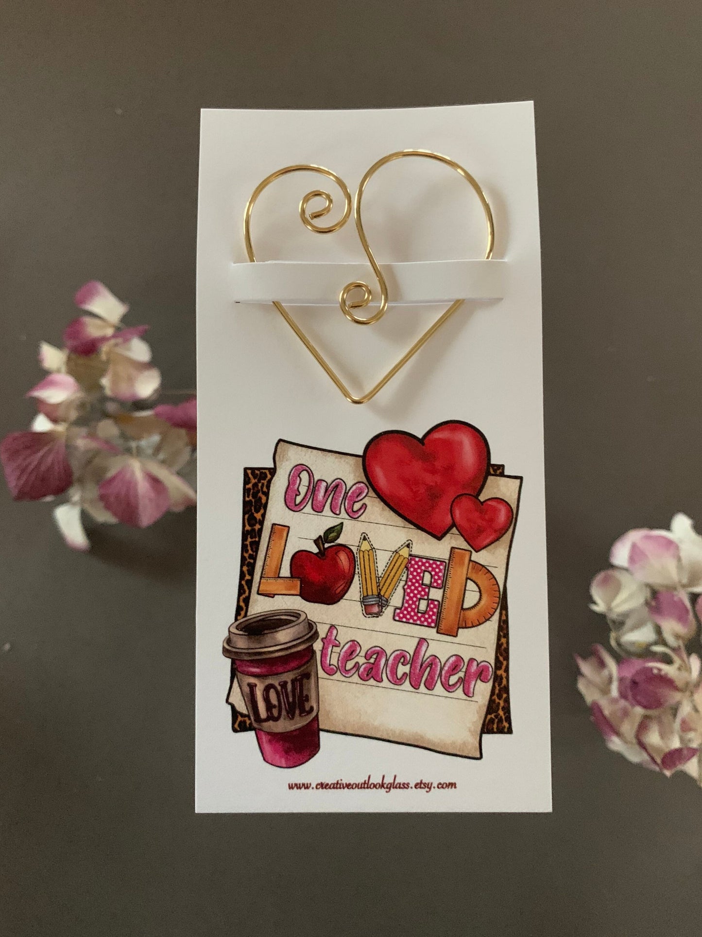 Gift for Teacher, Small Teacher Thank You Teacher Gift, Heart Bookmark, Inexpensive Teacher Appreciation Gift