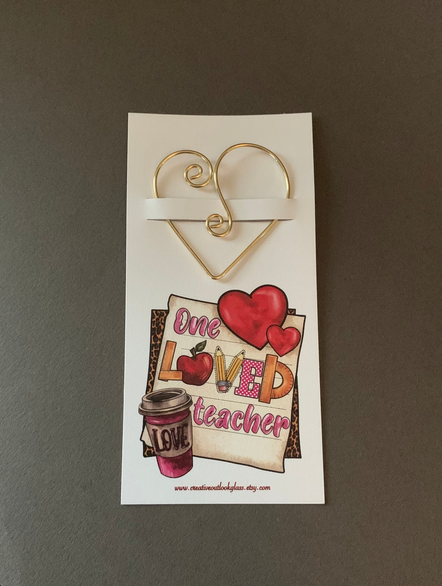 Gift for Teacher, Small Teacher Thank You Teacher Gift, Heart Bookmark, Inexpensive Teacher Appreciation Gift