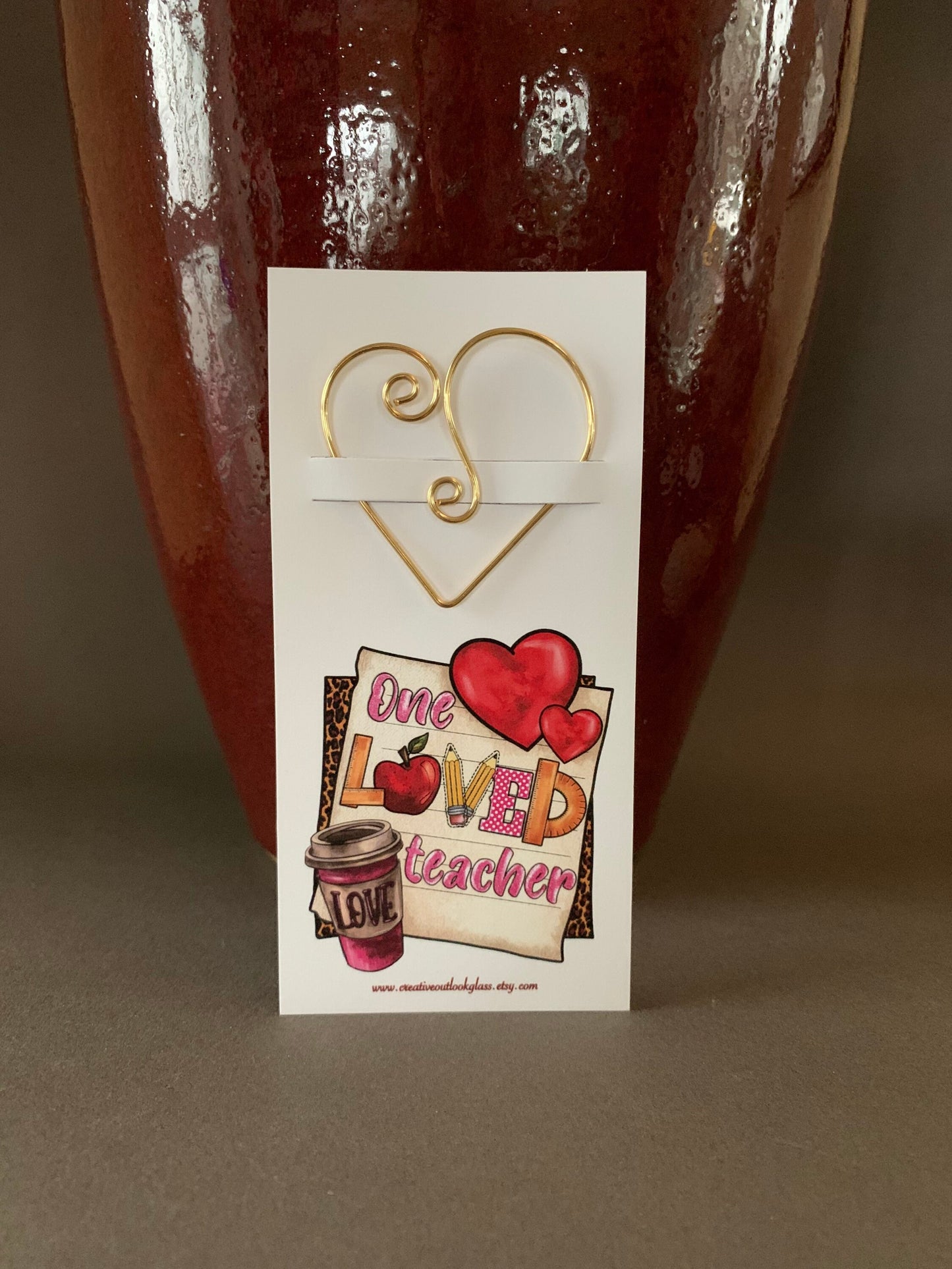 Gift for Teacher, Small Teacher Thank You Teacher Gift, Heart Bookmark, Inexpensive Teacher Appreciation Gift