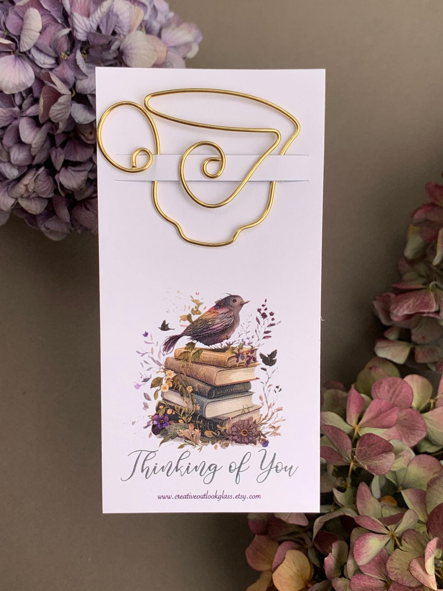 Artisan-Made Thinking of You Card - Handcrafted Literary Bookmark, Ideal Gift for Book Lovers, Appreciation Gift, Gratitude, Thank You Card