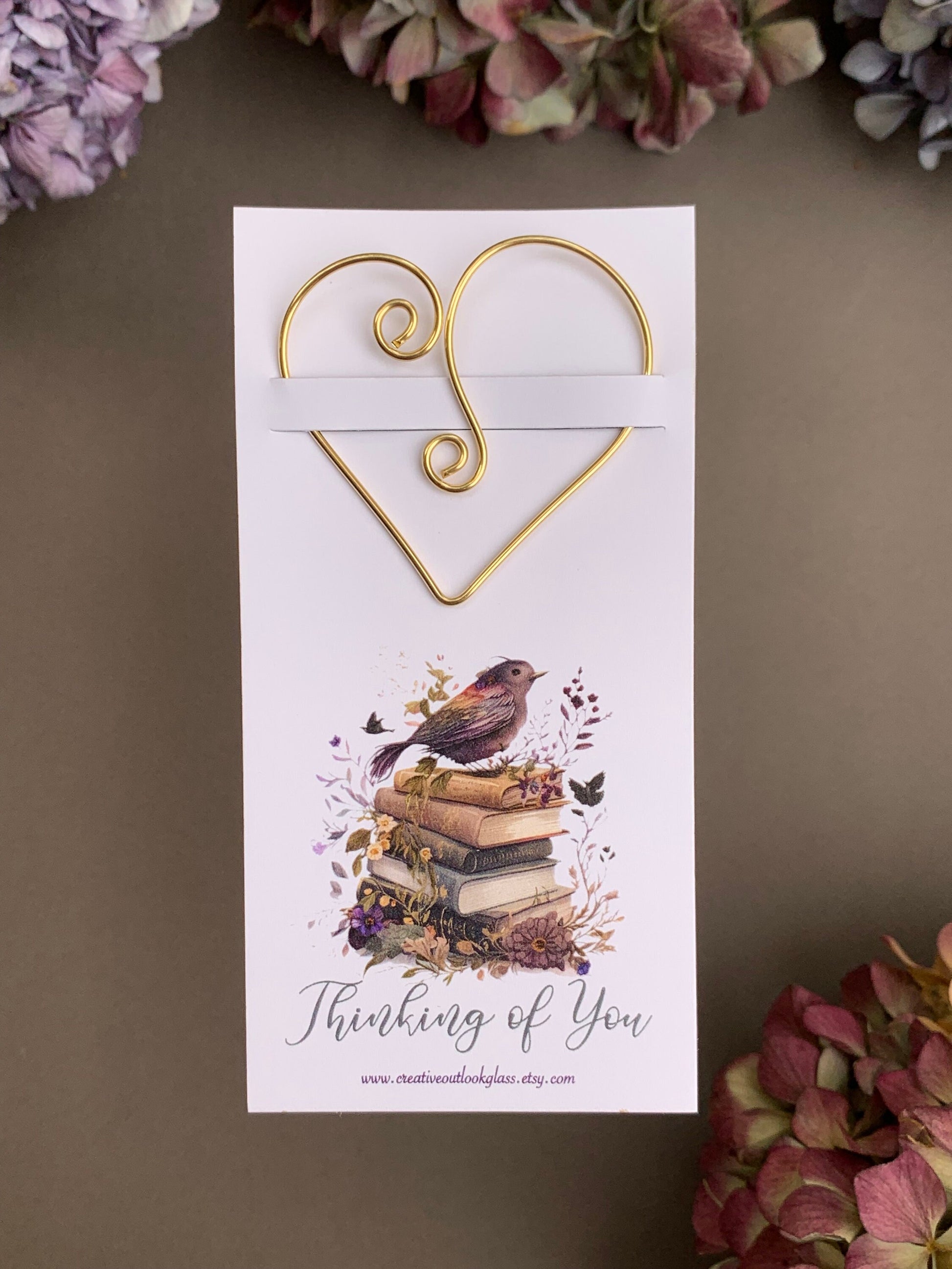 Artisan-Made Thinking of You Card - Handcrafted Literary Bookmark, Ideal Gift for Book Lovers, Appreciation Gift, Gratitude, Thank You Card