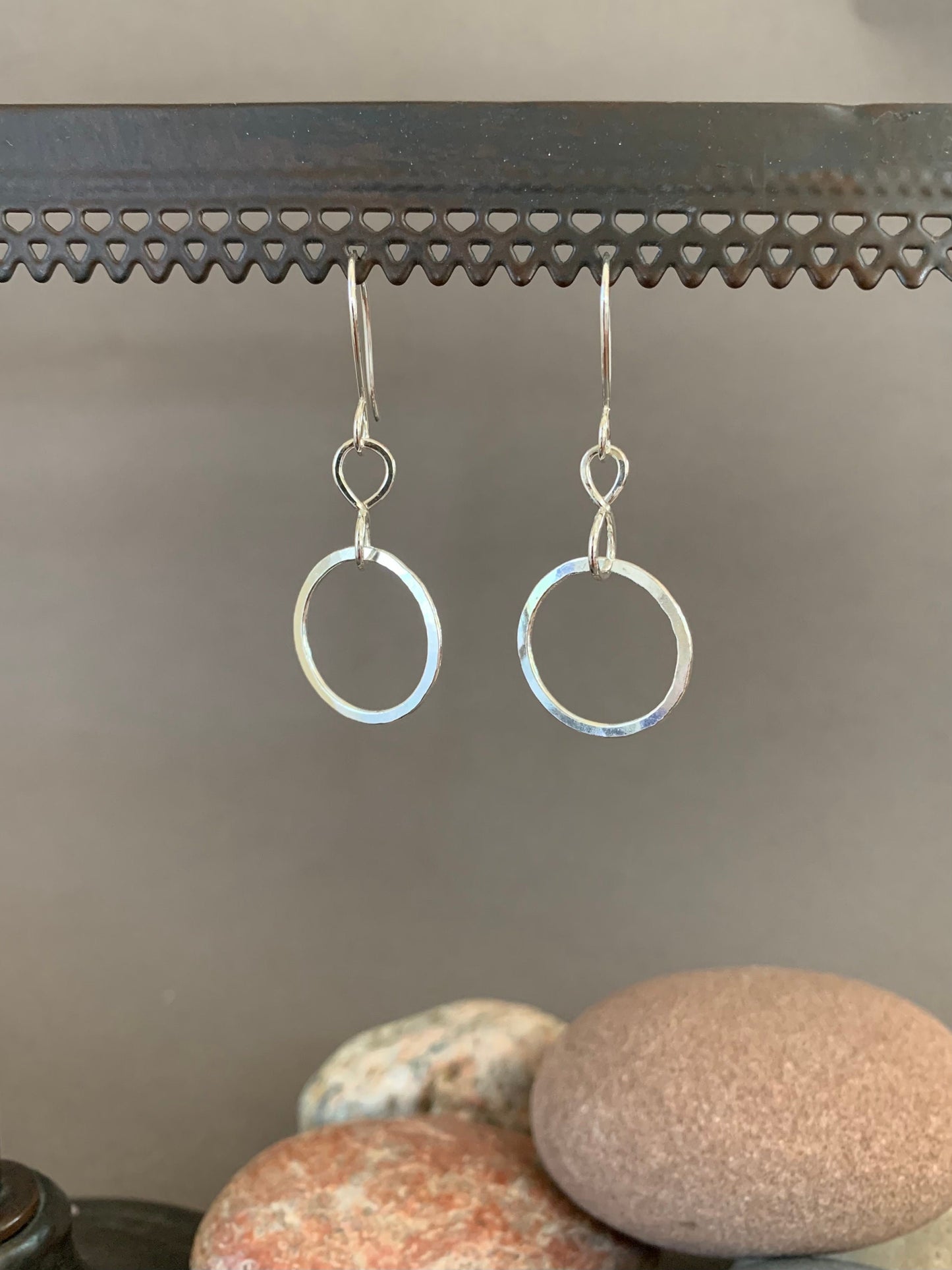 Silver Hoop Earrings, Double Hoop Sterling Silver Hoops, Hammered Hoop Earrings, Handmade