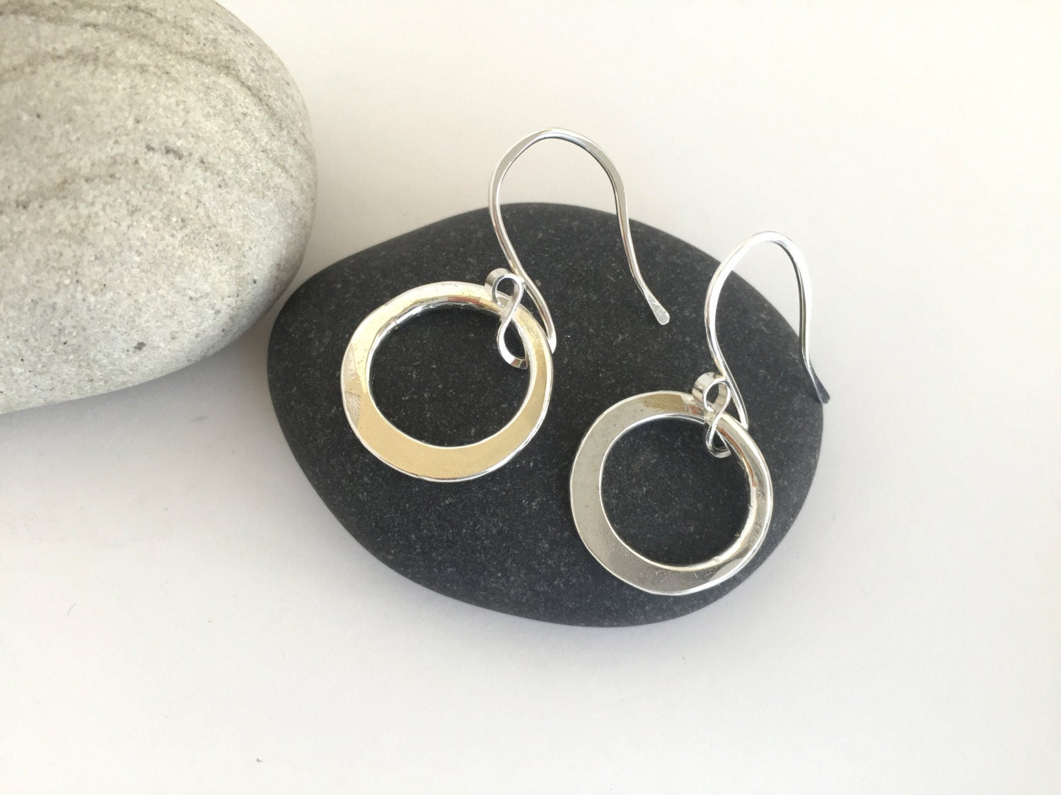 Small Sterling Silver Hoop Earrings, Minimalist Earrings, Hand Forged Metal Hoop Earrings, Simple Classic Earrings