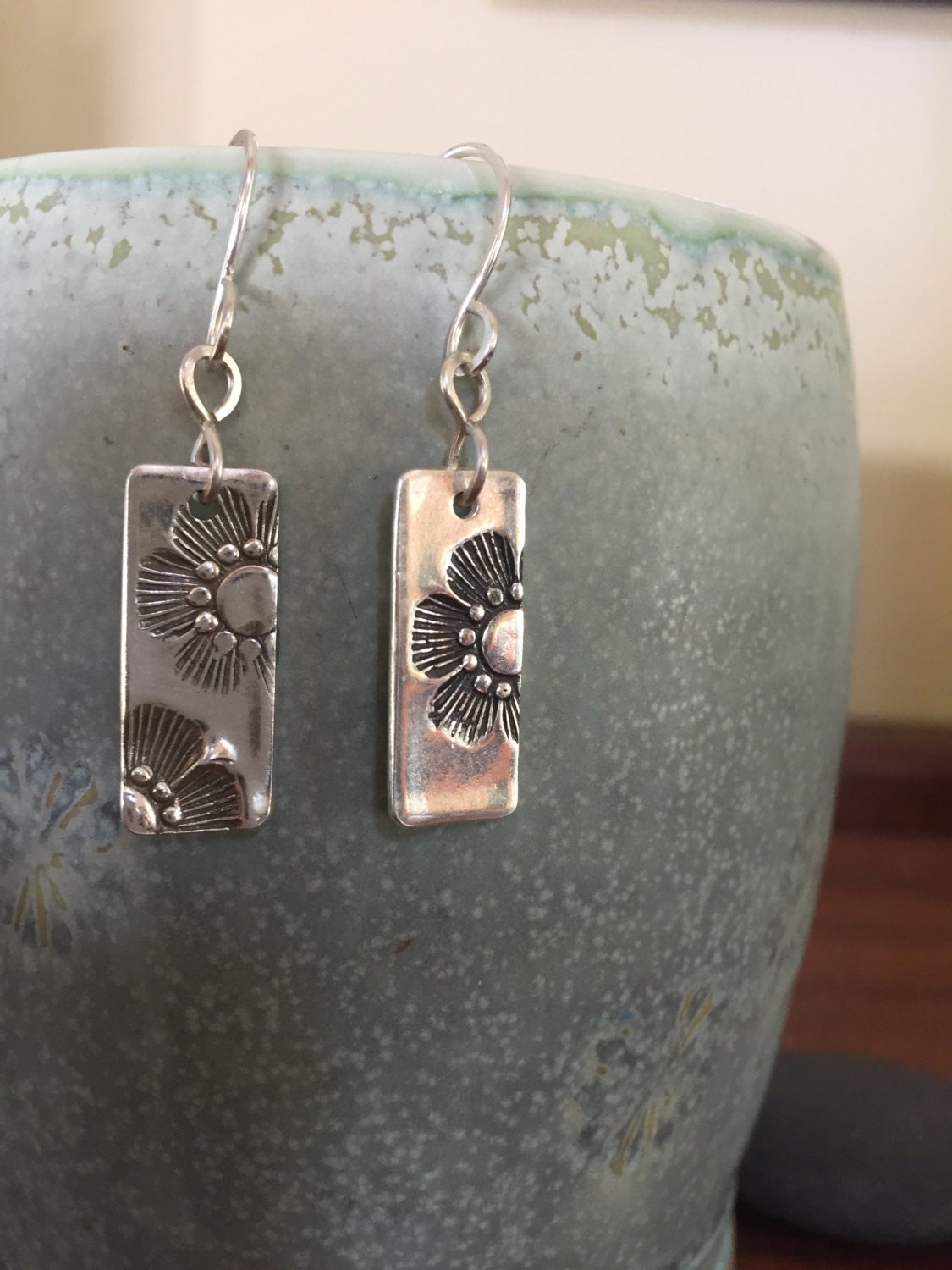 Sterling Silver Flower Earrings, Nature Inspired Floral Earrings, Flower Boho Earrings, Handmade