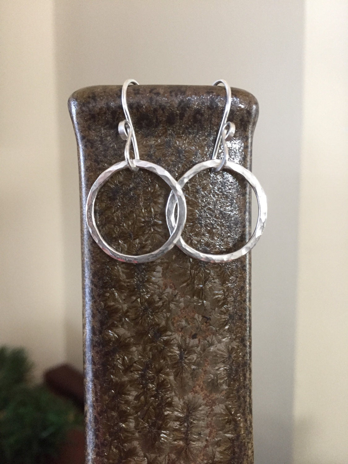 Small Simple Hammered Hoop Earrings, Sterling Silver Classic Hoops, Hand Forged Metal Jewelry