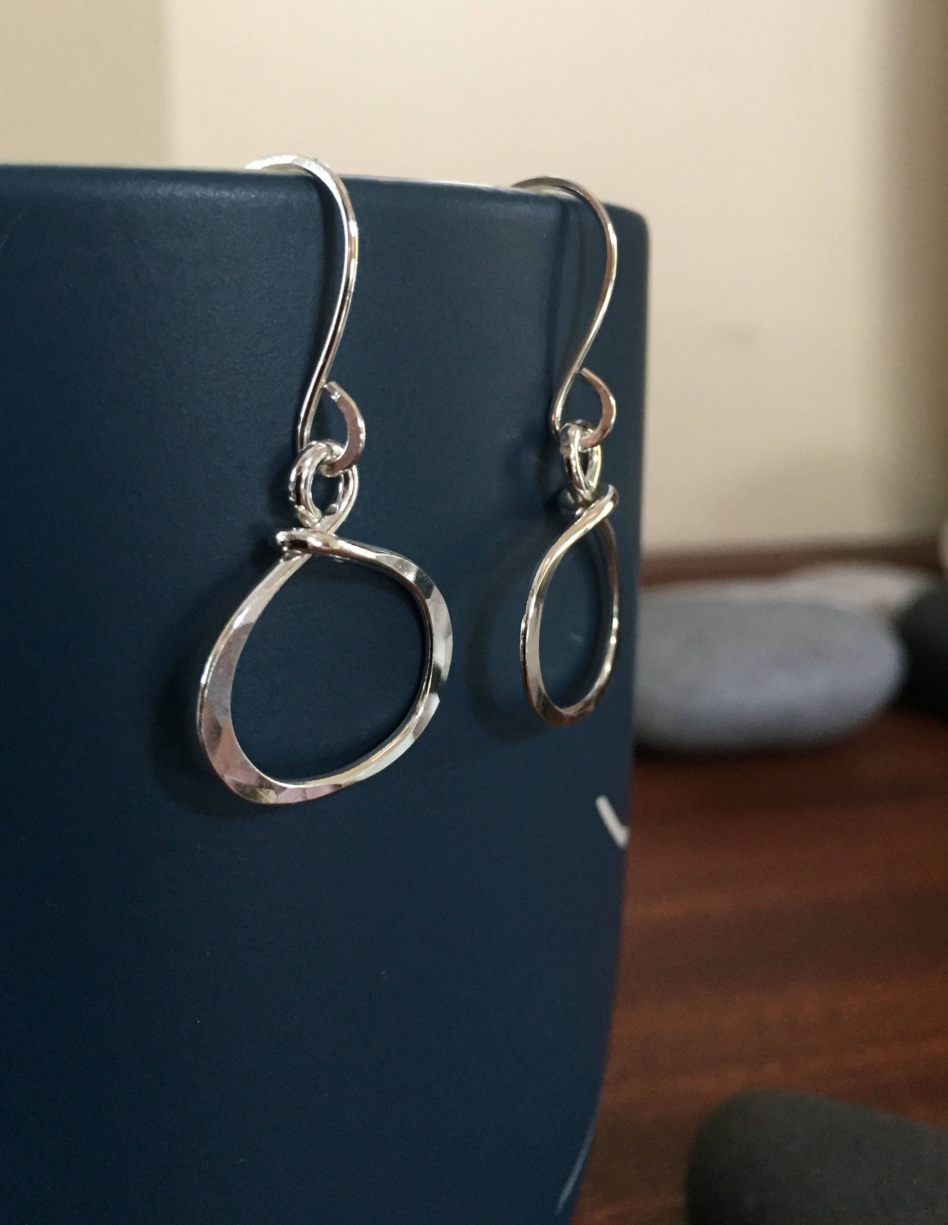 Sterling Oval Hoop Earrings, Tear Drop Earrings, Silver Dangle Earrings, Handmade Jewelry