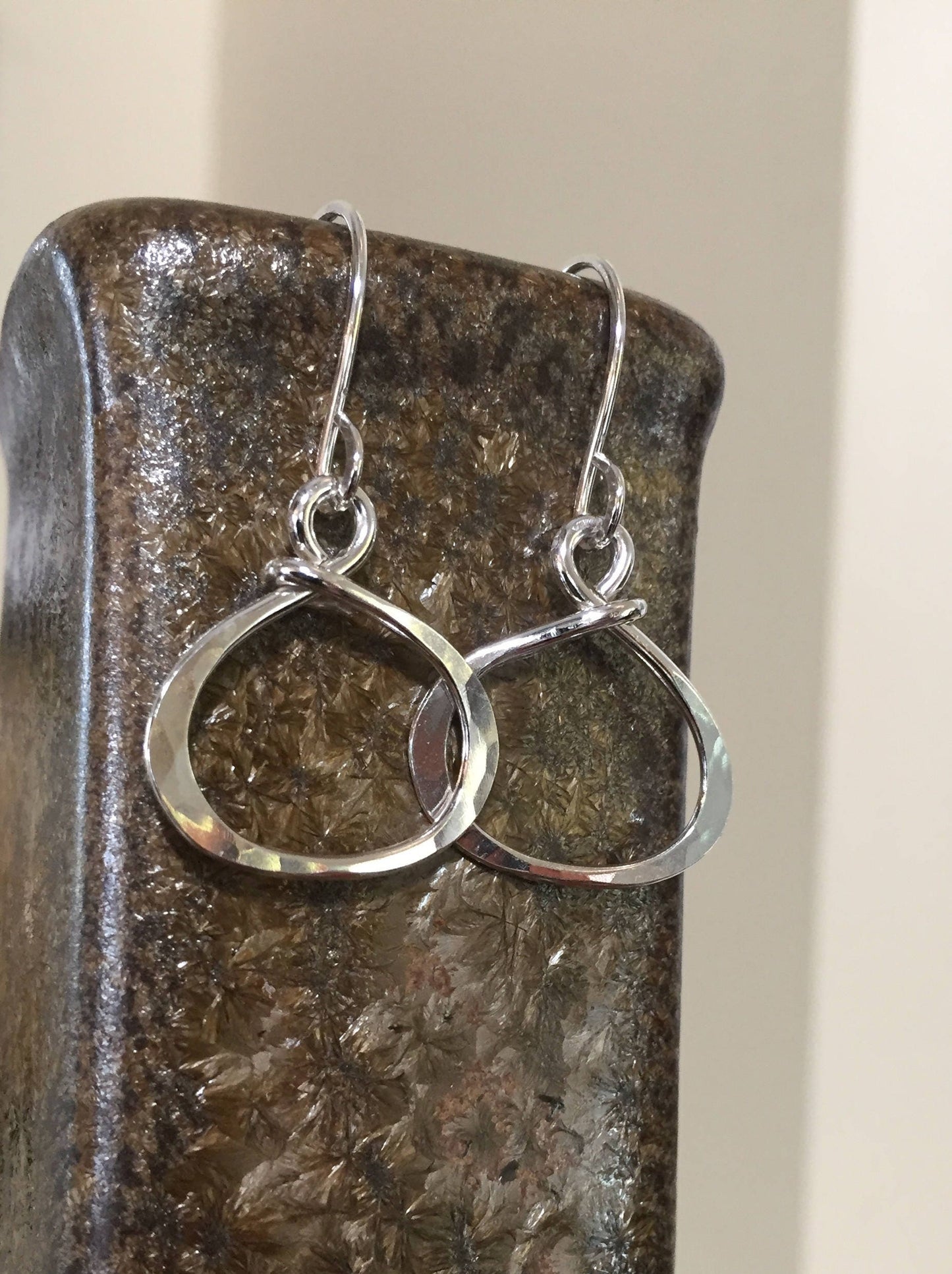 Sterling Oval Hoop Earrings, Tear Drop Earrings, Silver Dangle Earrings, Handmade Jewelry