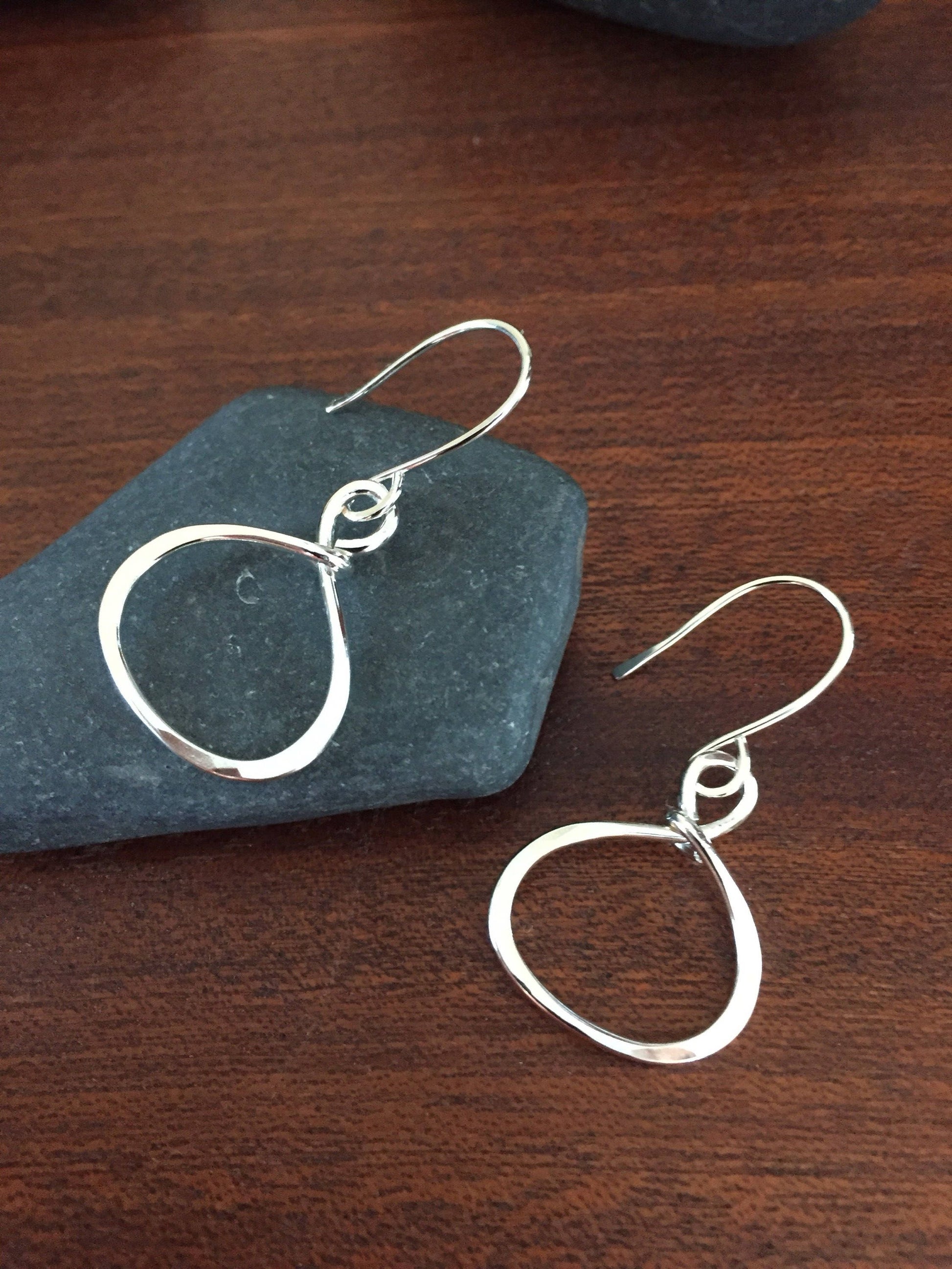 Sterling Oval Hoop Earrings, Tear Drop Earrings, Silver Dangle Earrings, Handmade Jewelry