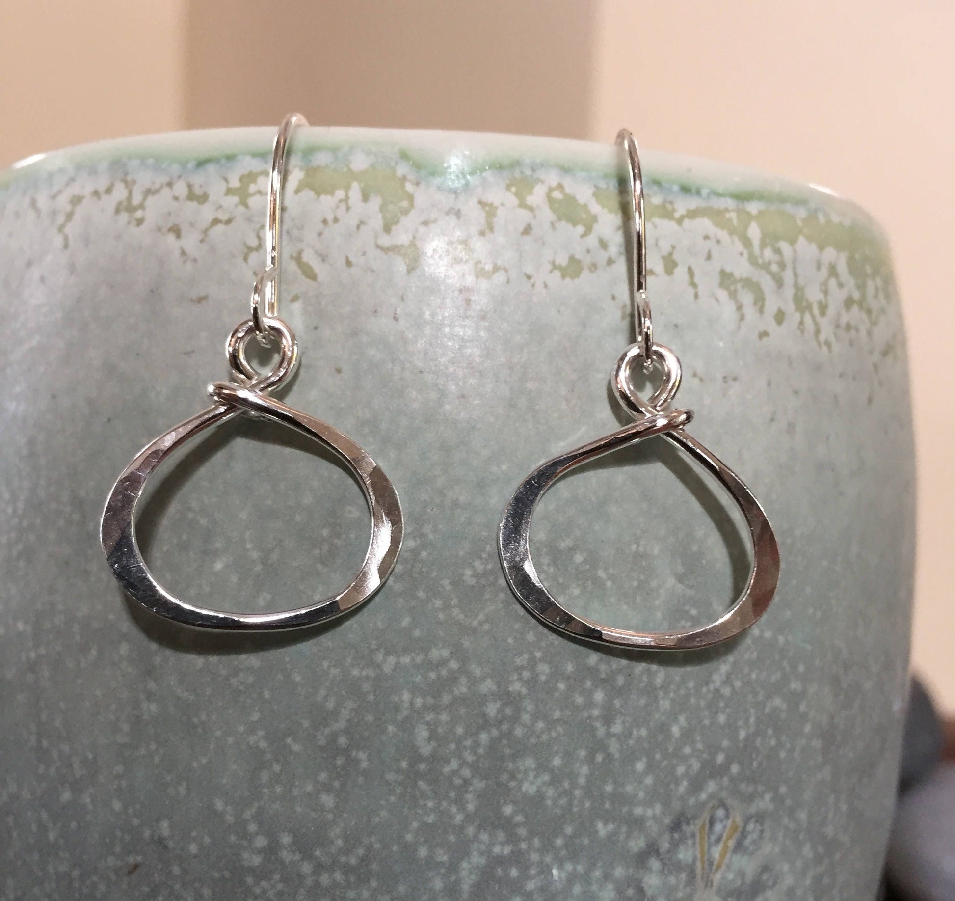 Sterling Oval Hoop Earrings, Tear Drop Earrings, Silver Dangle Earrings, Handmade Jewelry