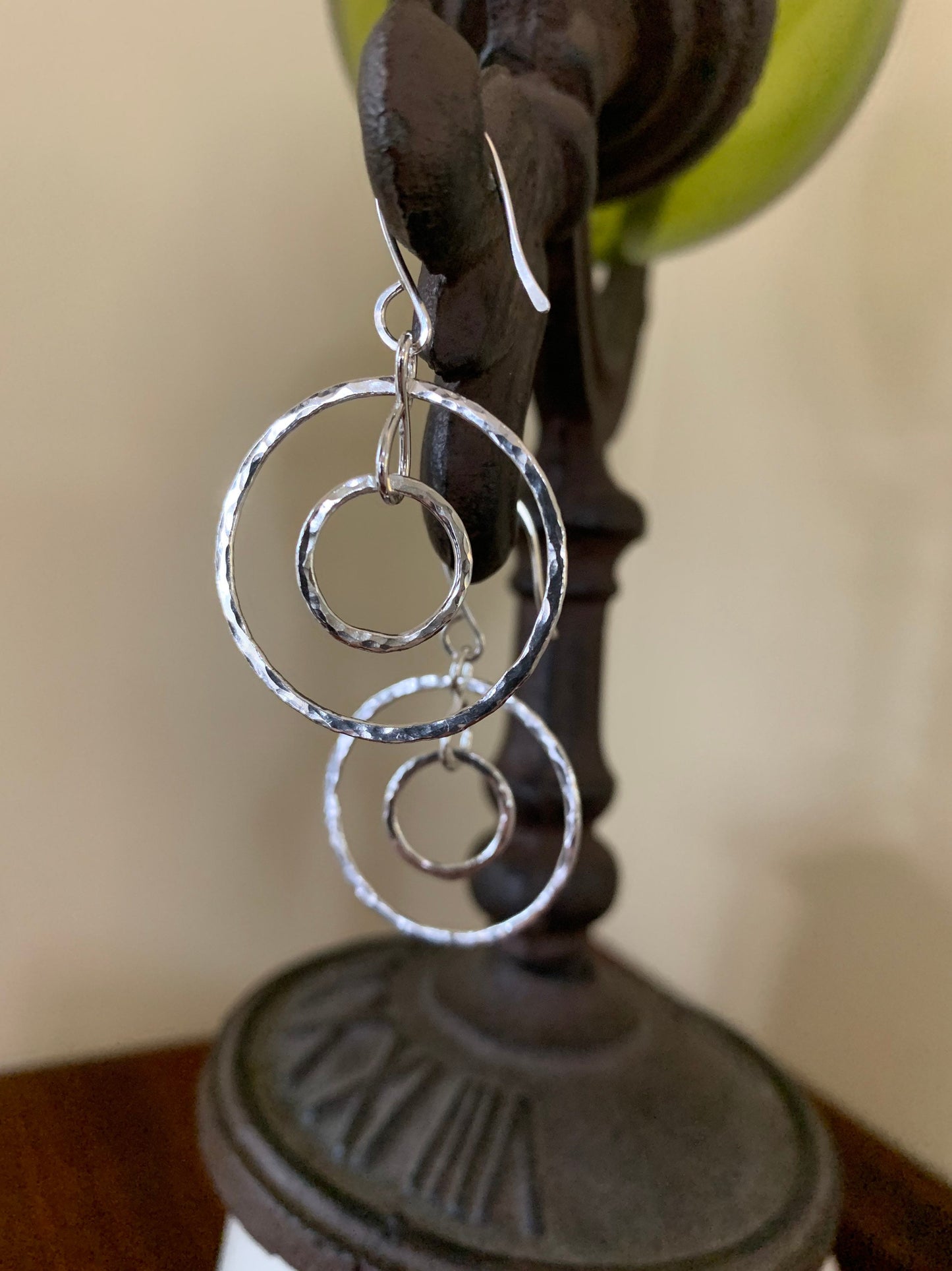 Sterling Silver Double Hoop Earrings, Hammered Silver Hoops, Handmade Jewelry