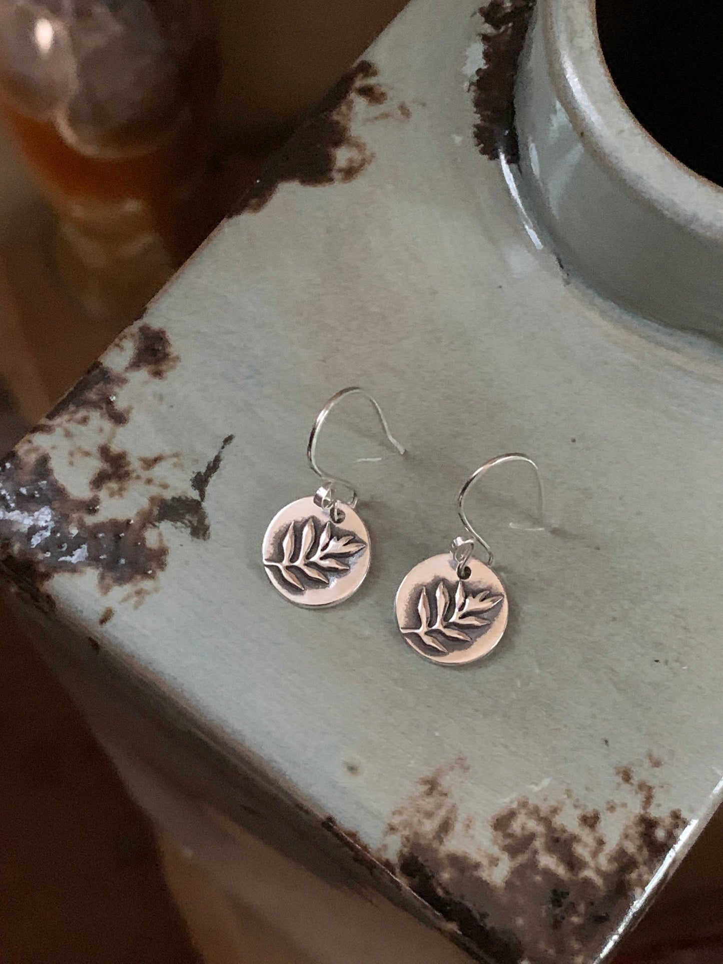 Silver Leaf Fern Earrings, Fern Charm, Sterling Silver Organic Earrings, Nature Jewelry