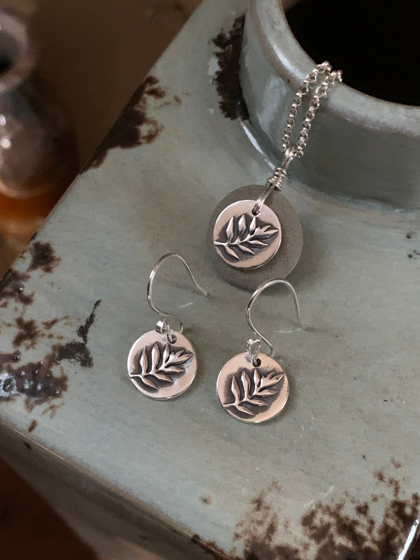 Silver Leaf Fern Earrings, Fern Charm, Sterling Silver Organic Earrings, Nature Jewelry