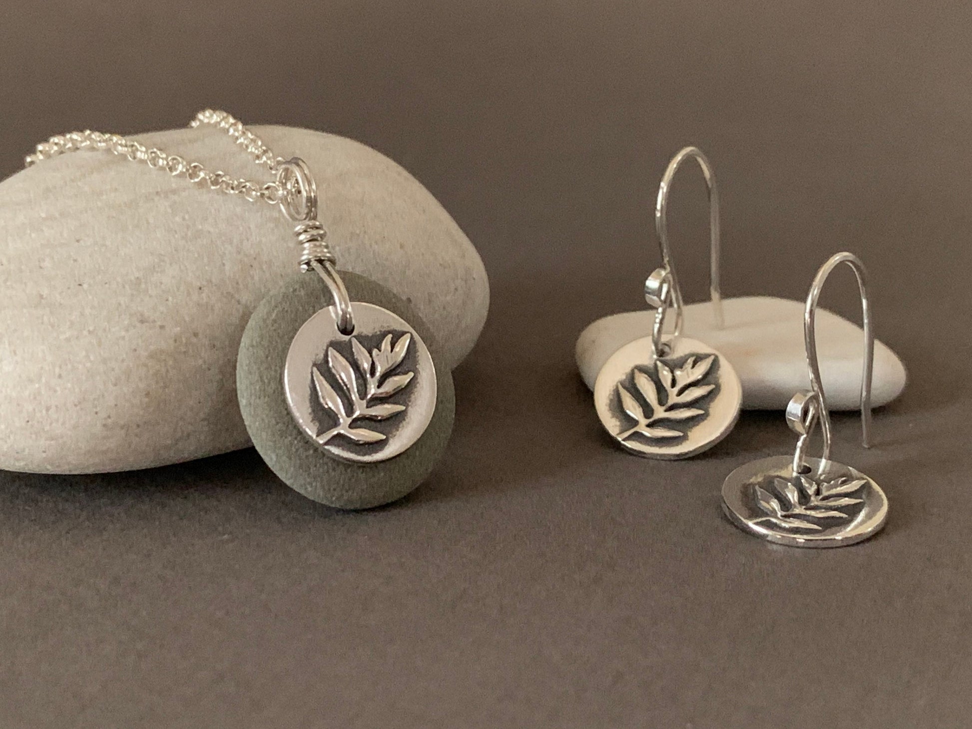 Silver Leaf Fern Earrings, Fern Charm, Sterling Silver Organic Earrings, Nature Jewelry