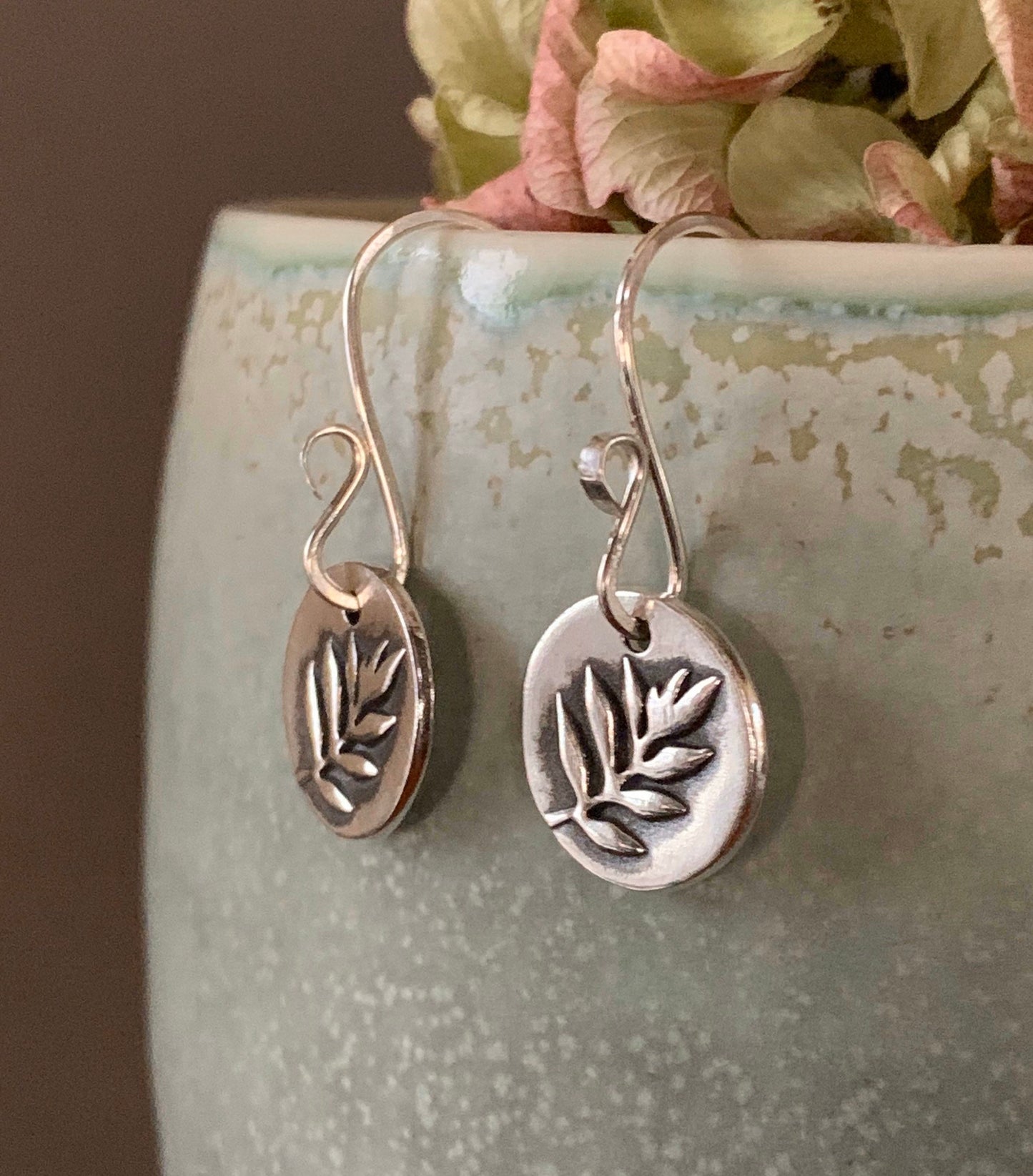 Silver Leaf Fern Earrings, Fern Charm, Sterling Silver Organic Earrings, Nature Jewelry