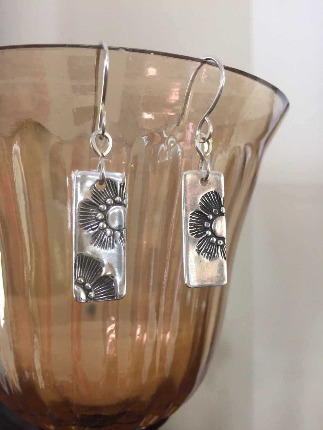 Sterling Silver Flower Earrings, Nature Inspired Floral Earrings, Flower Boho Earrings, Handmade