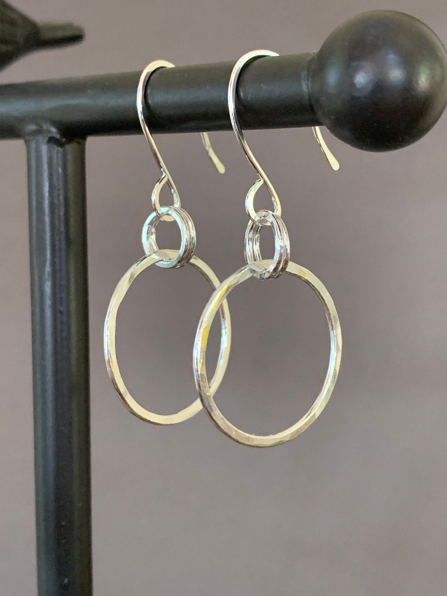 Hand Forged Hoop Earrings, Sterling Silver