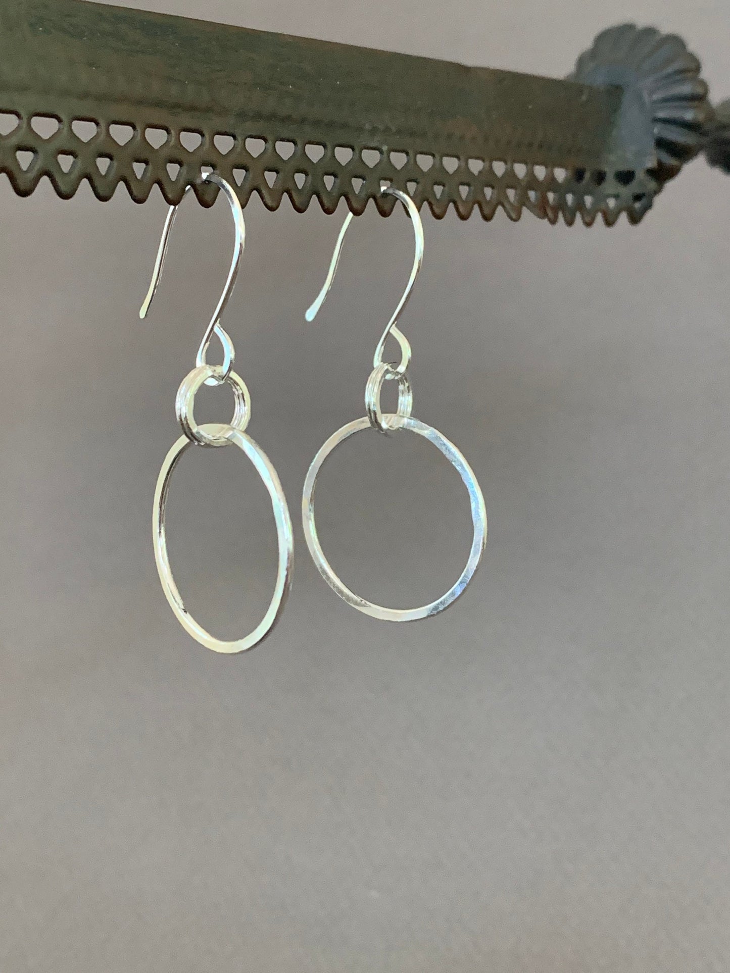 Hand Forged Hoop Earrings, Sterling Silver