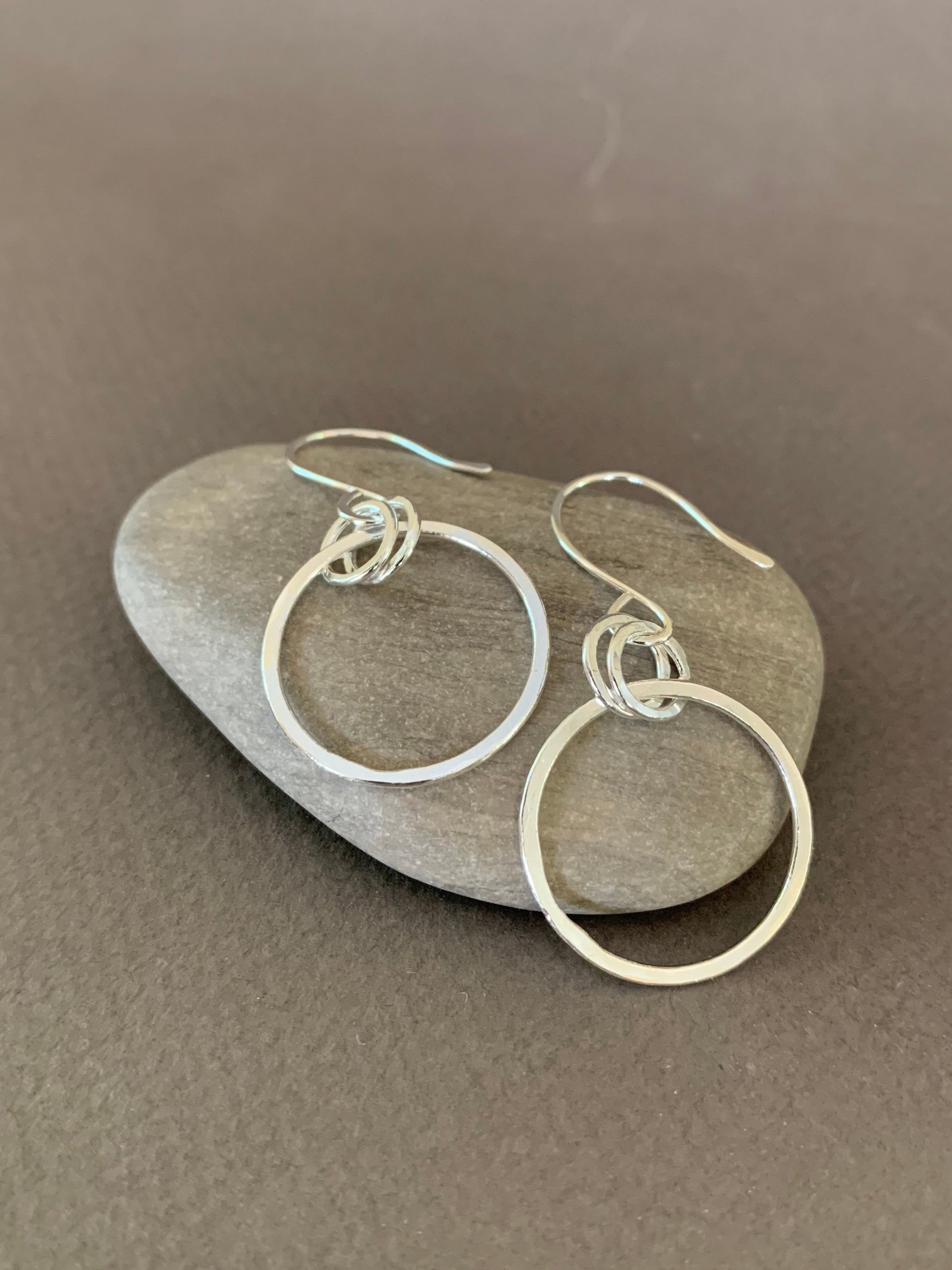 Hand Forged Hoop Earrings, Sterling Silver