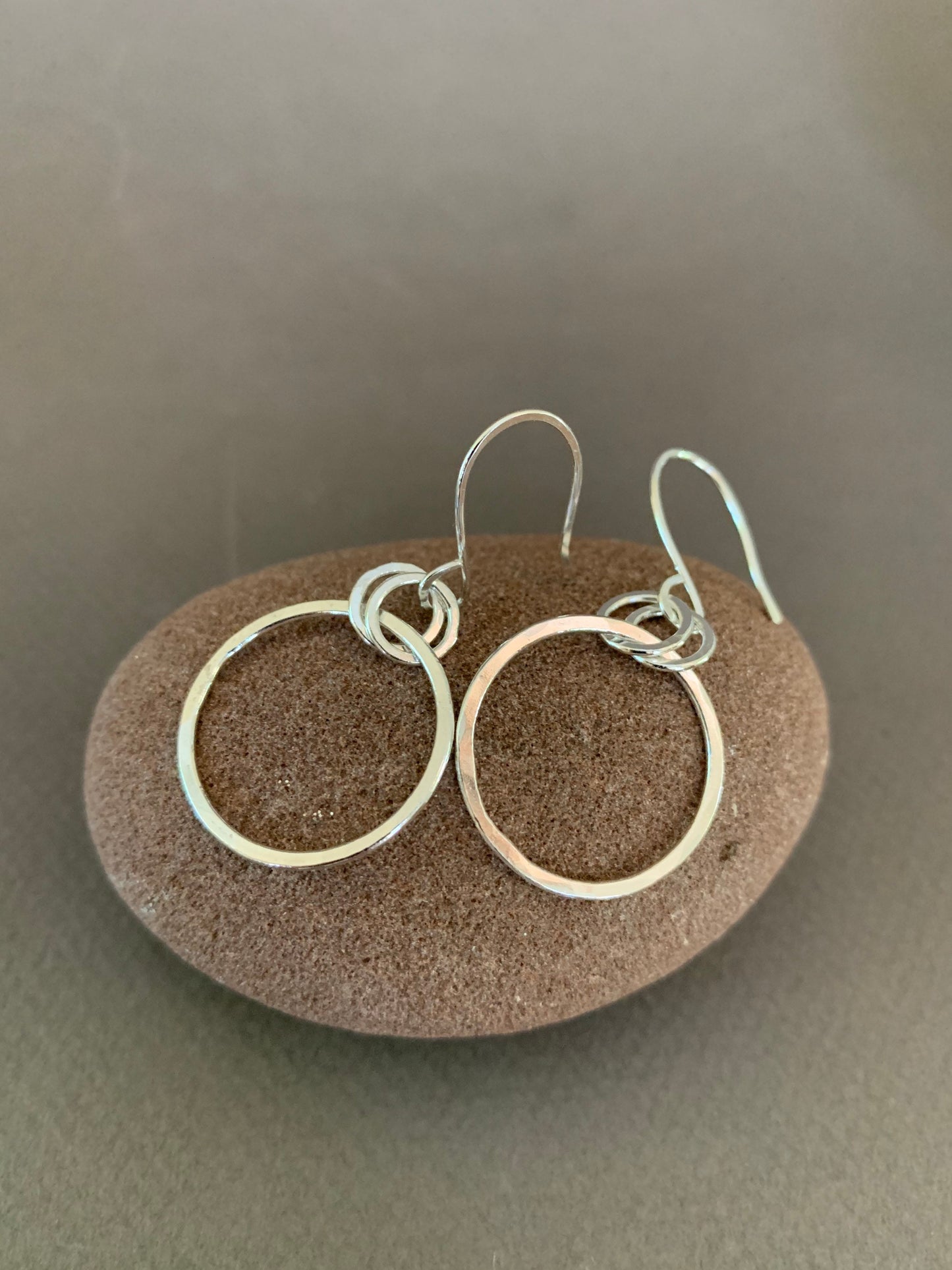 Hand Forged Hoop Earrings, Sterling Silver