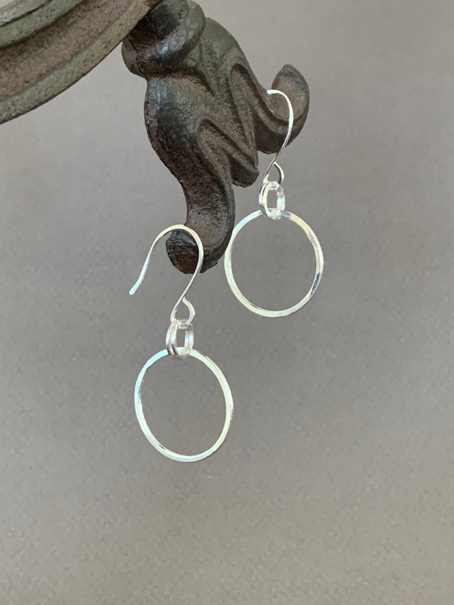 Hand Forged Hoop Earrings, Sterling Silver