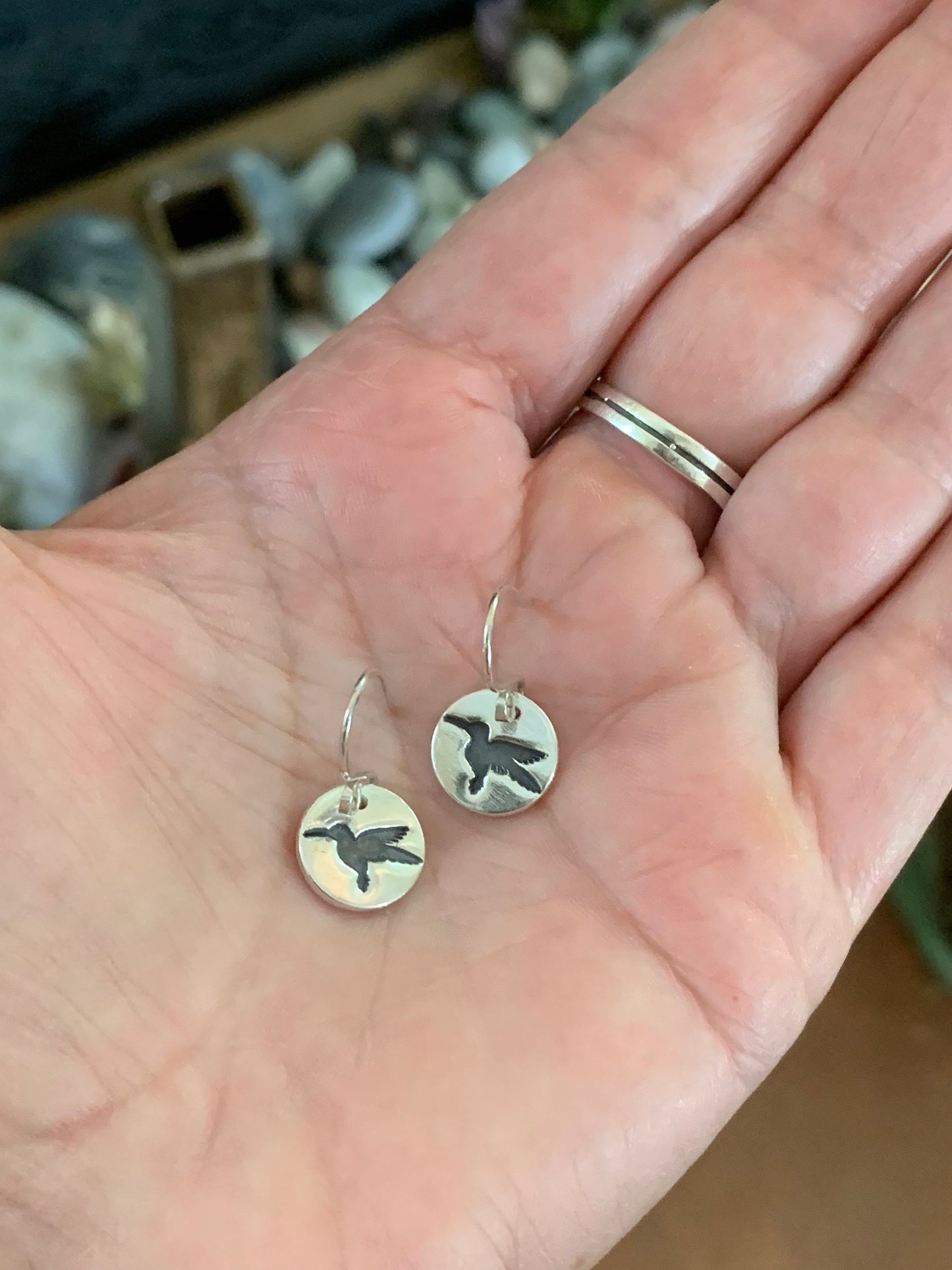 Silver Hummingbird Earrings, Bird Earrings, Sterling Bird Charm, Bird Pendant, Hummingbird Necklace, Bird Lover Gift