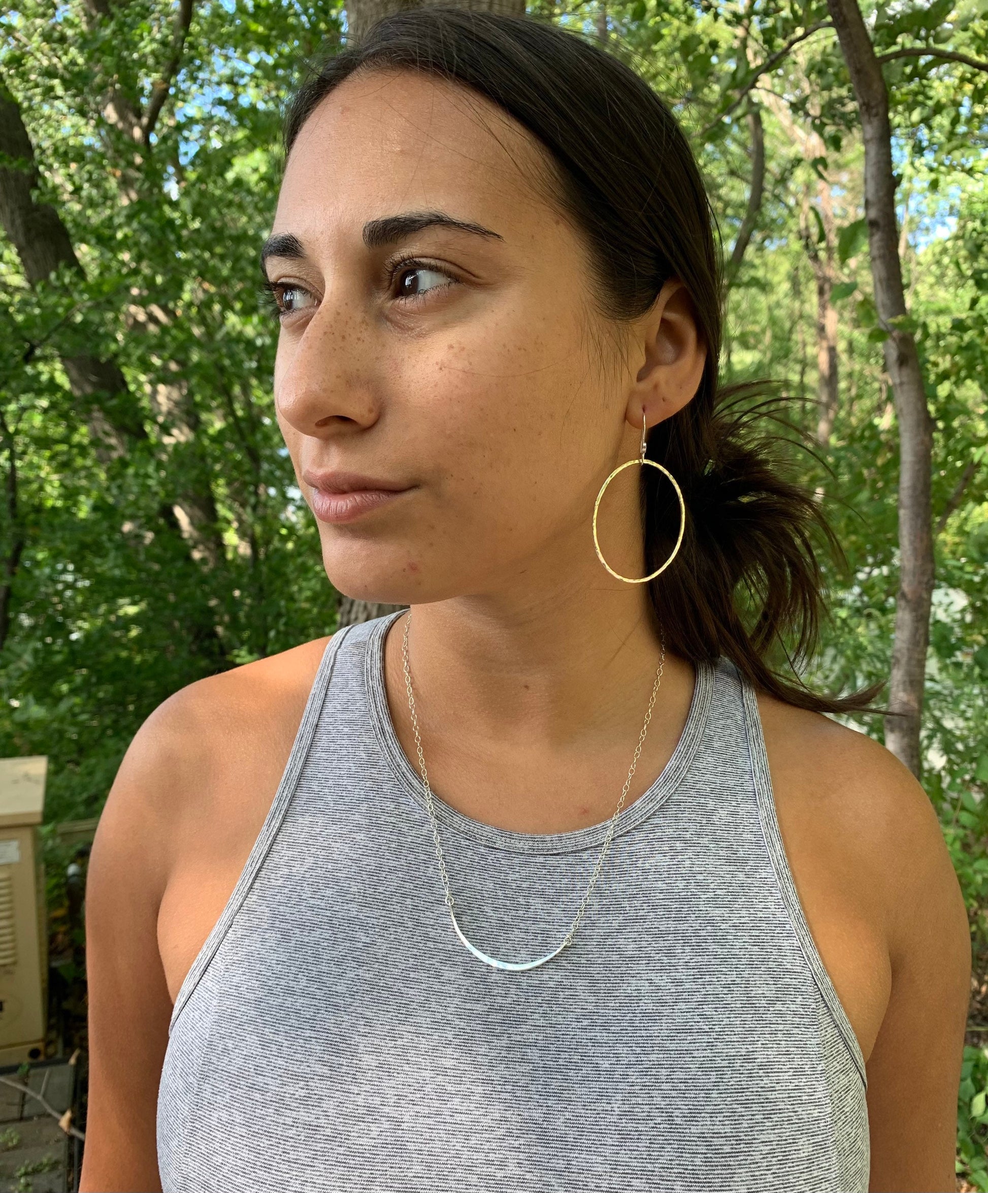 Large Hammered Hoop Earrings, Sterling Silver Classic Hoops, 1 7/8”Hoops, Simple Silver Hoop Earrings, Hand Forged Metal Jewelry