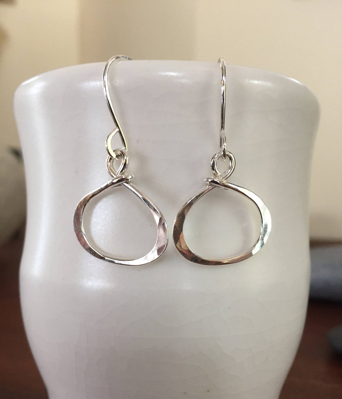 Sterling Oval Hoop Earrings, Tear Drop Earrings, Silver Dangle Earrings, Handmade Jewelry