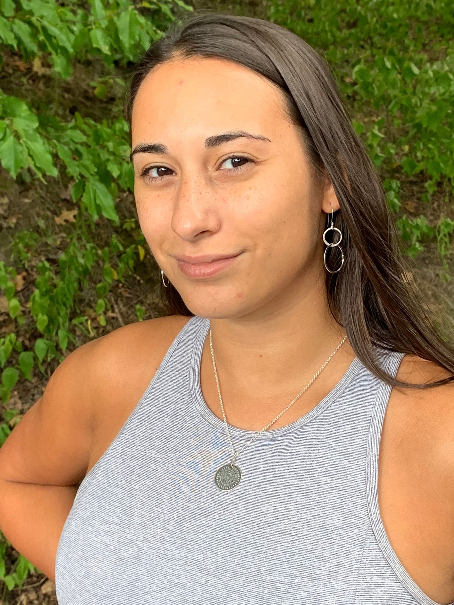 Double Hoop Earrings, Sterling Silver Hammered Jewelry, Hand Forged