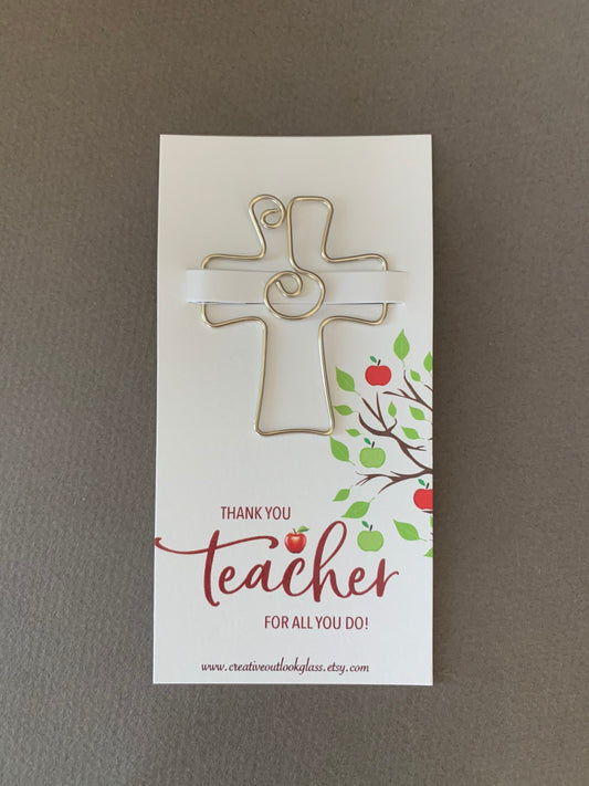 Religion Teacher Gift, Cross Bookmark, Thank You Teacher Gift, Teacher End of Year Gift, Religious Present, Teacher Appreciation Gift