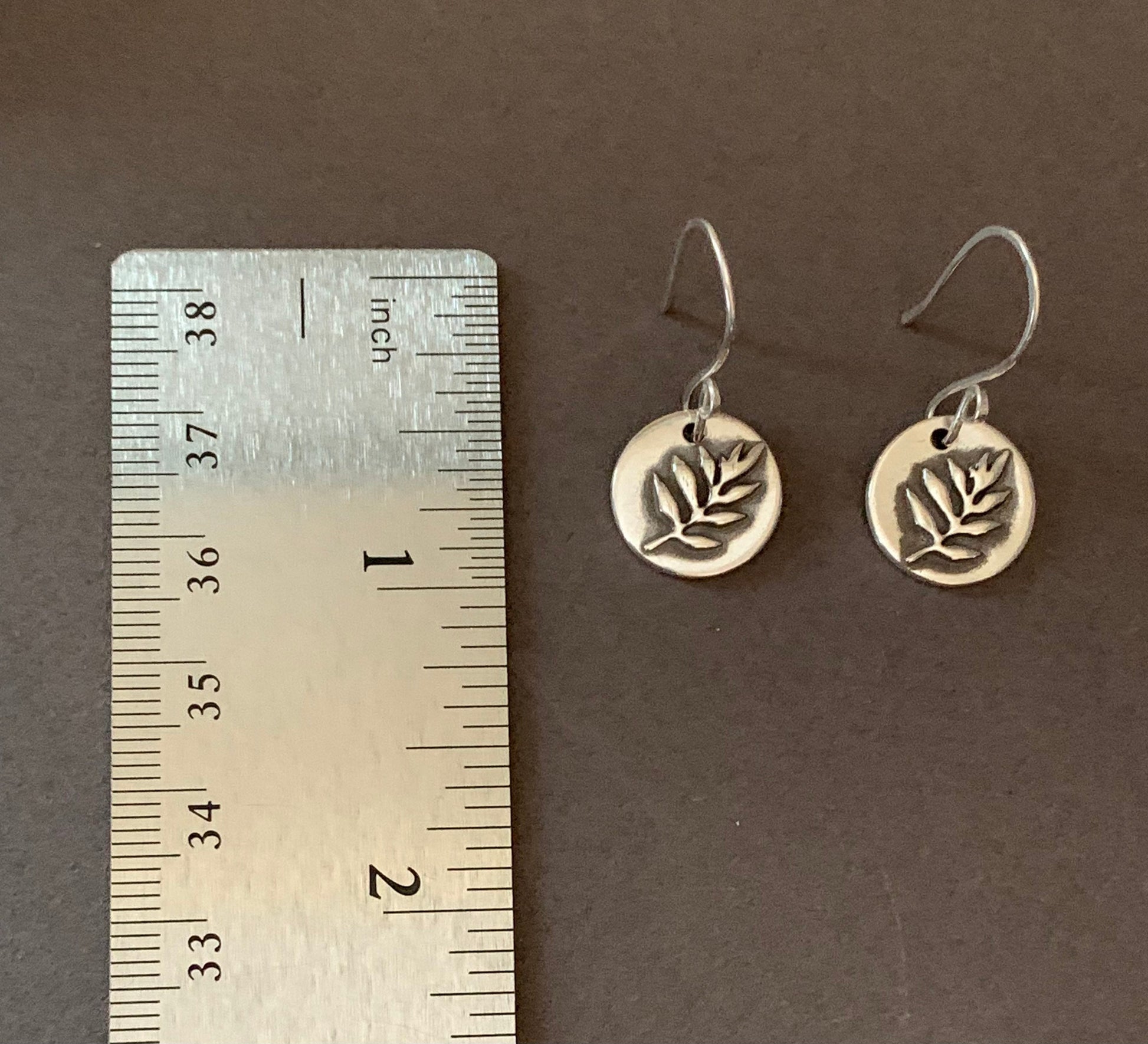 Silver Leaf Fern Earrings, Fern Charm, Sterling Silver Organic Earrings, Nature Jewelry