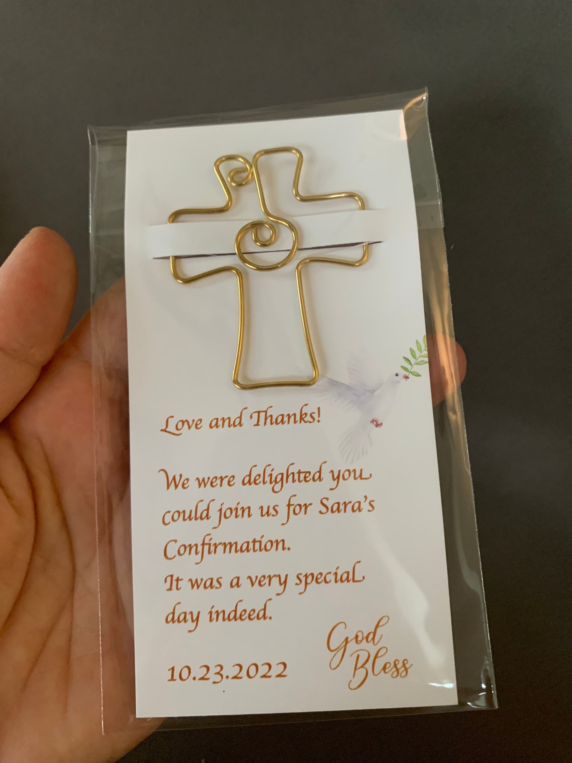 Personalized Confirmation Gifts, Favors for Communion and Confirmation, Religious Gifts, Cross Bookmarks