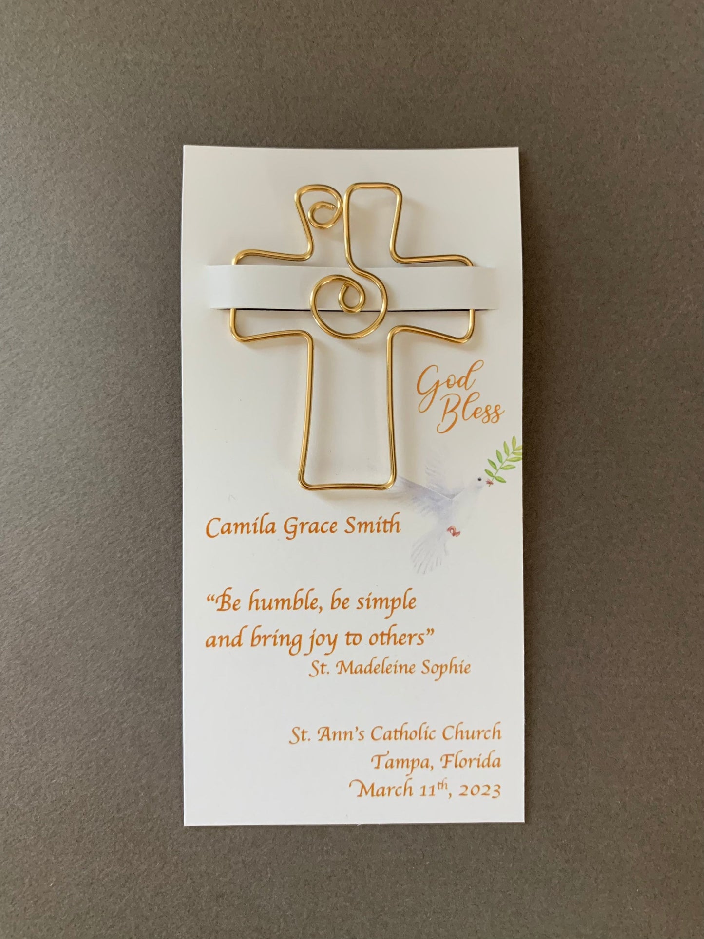 Personalized Confirmation Gifts, Favors for Communion and Confirmation, Religious Gifts, Cross Bookmarks