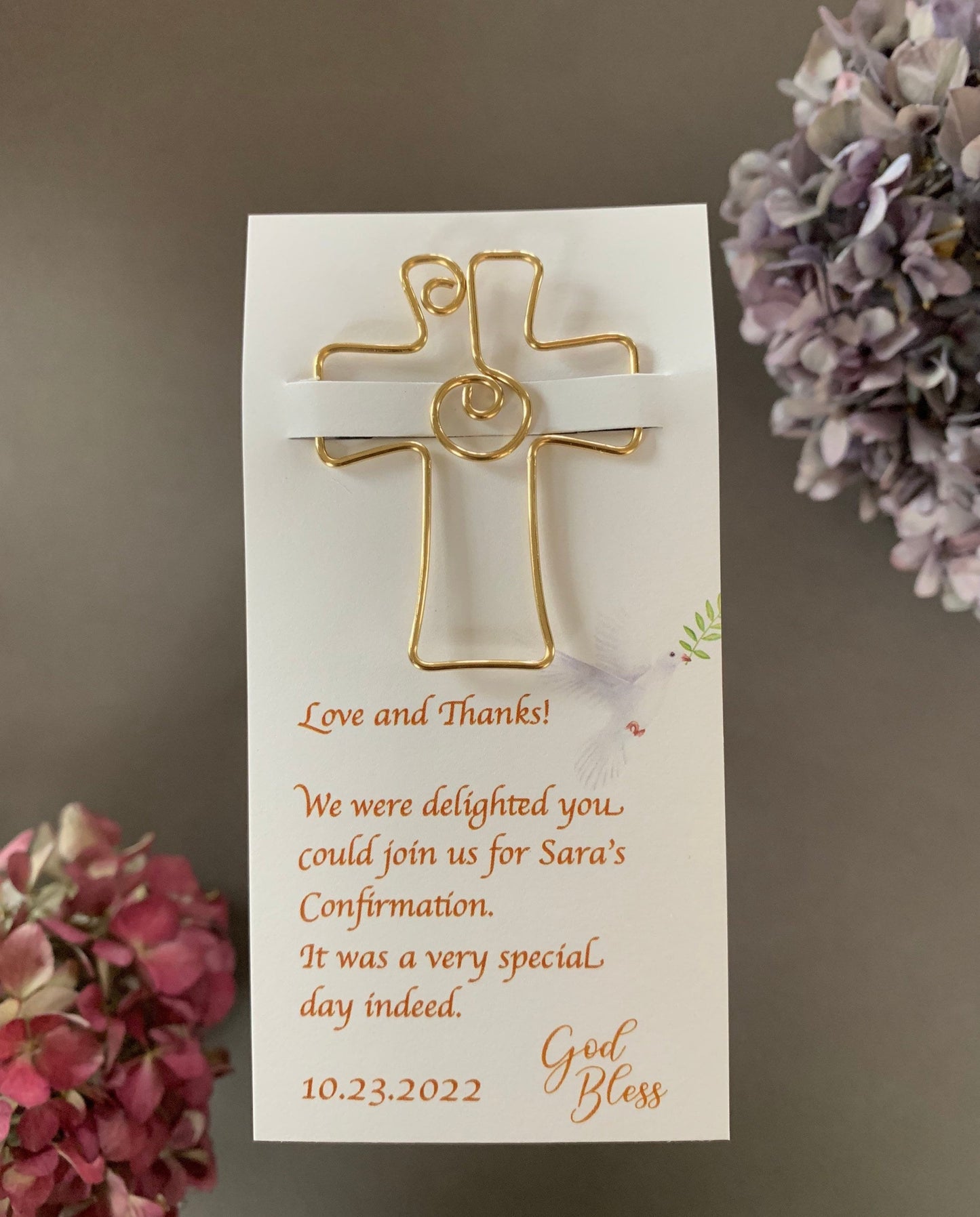 Personalized Confirmation Gifts, Favors for Communion and Confirmation, Religious Gifts, Cross Bookmarks