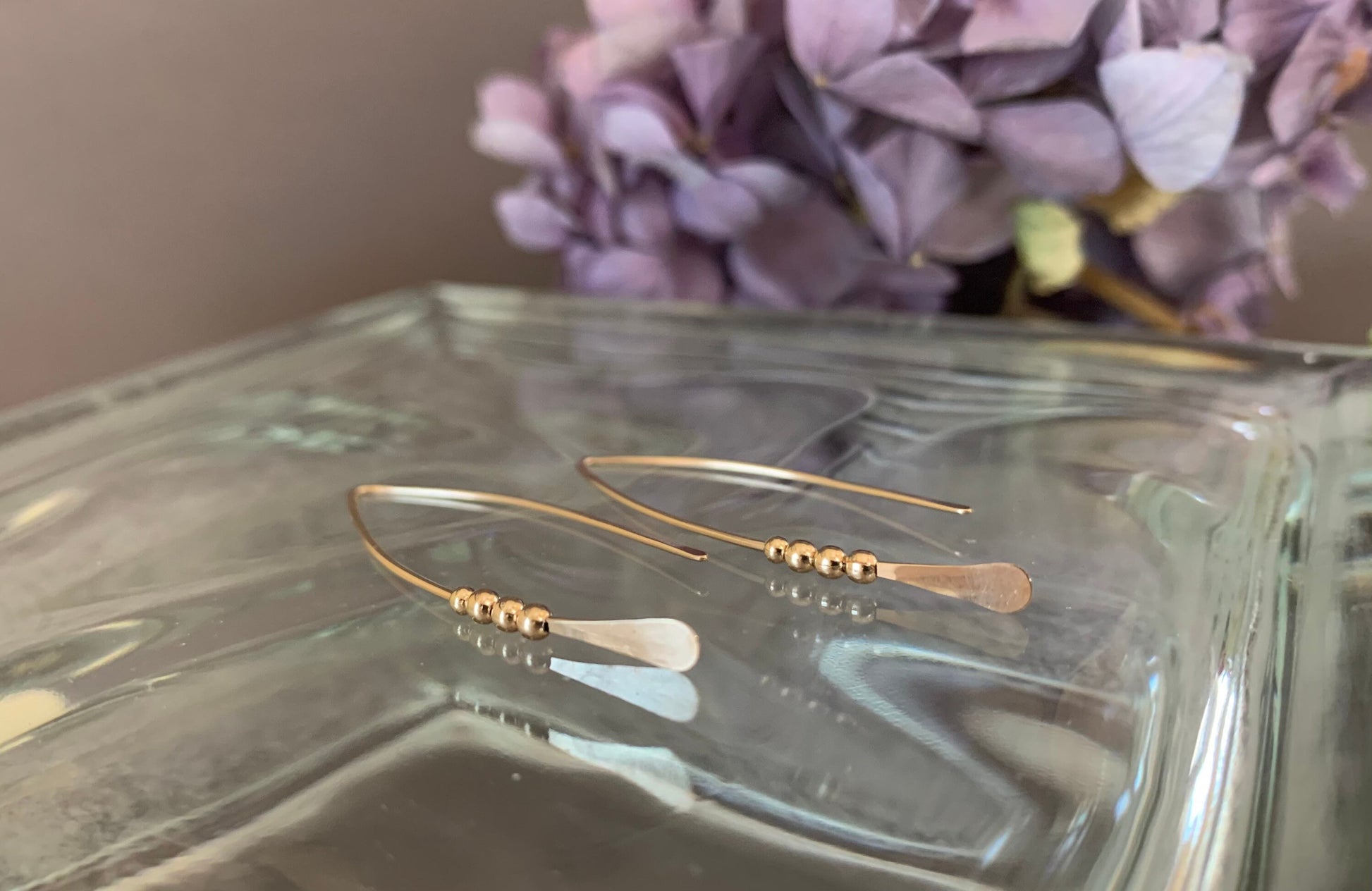 Gold Threader Earrings, Sterling Wishbone Earrings, Thin Open Hoops, Medium Hammered Hoop Earrings