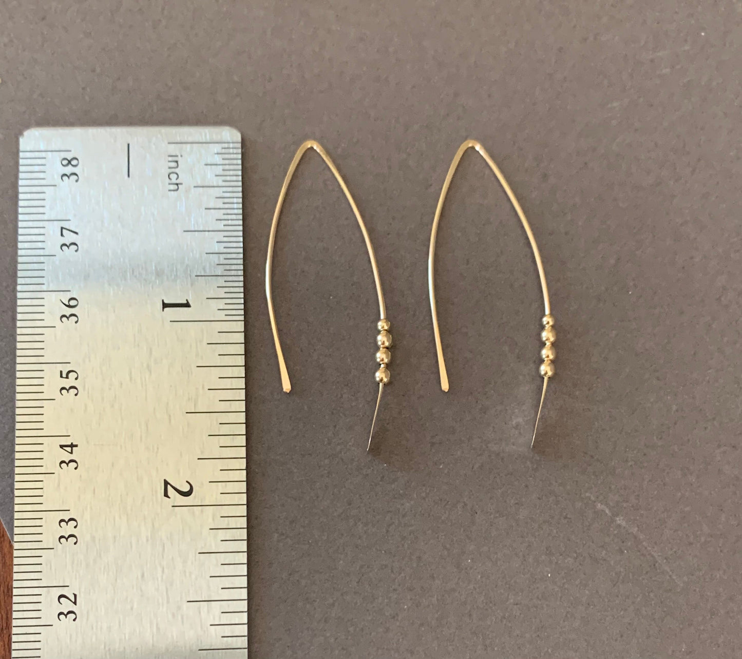 Gold Threader Earrings, Sterling Wishbone Earrings, Thin Open Hoops, Medium Hammered Hoop Earrings