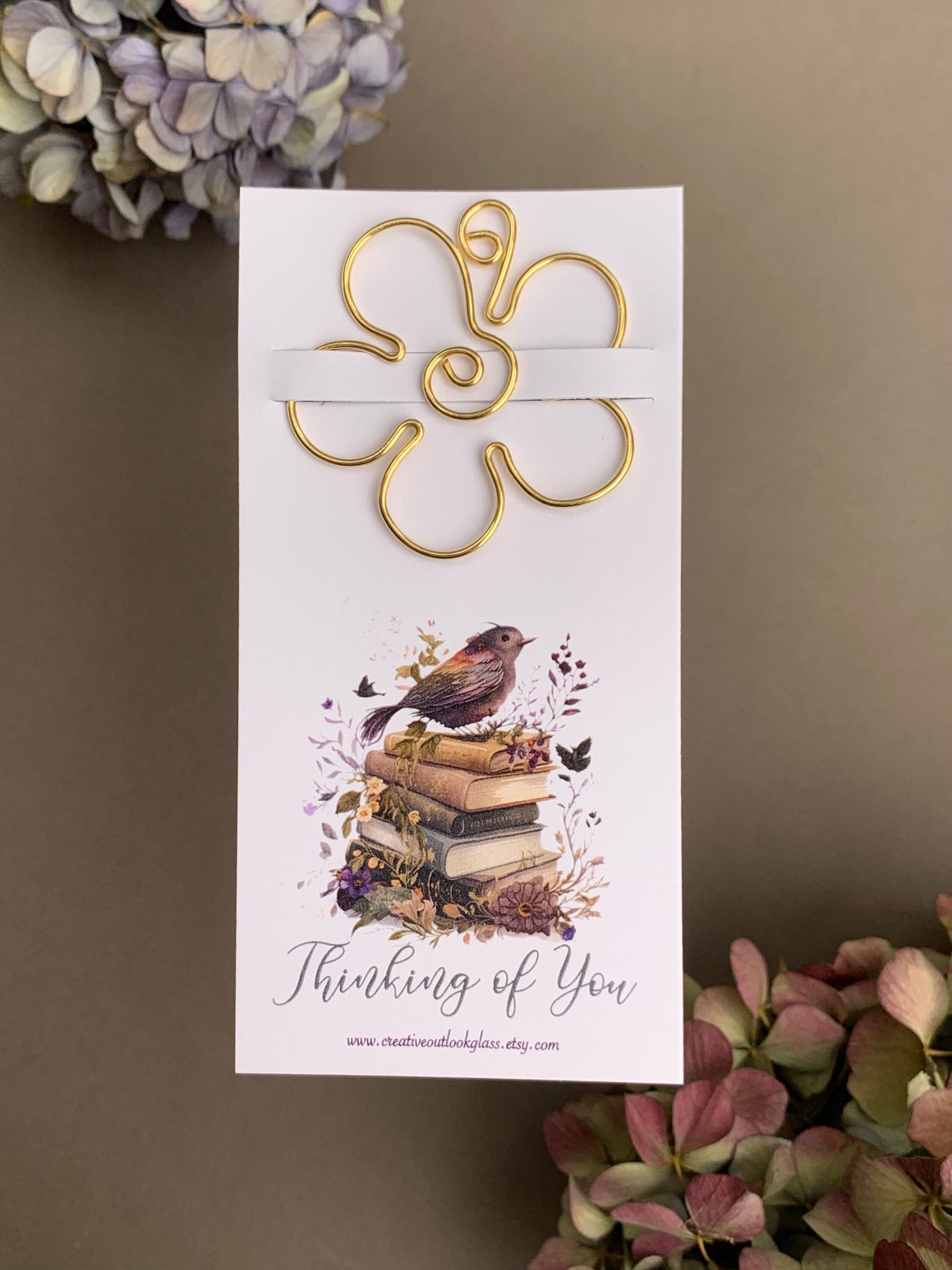 Artisan-Made Thinking of You Card - Handcrafted Literary Bookmark, Ideal Gift for Book Lovers, Appreciation Gift, Gratitude, Thank You Card