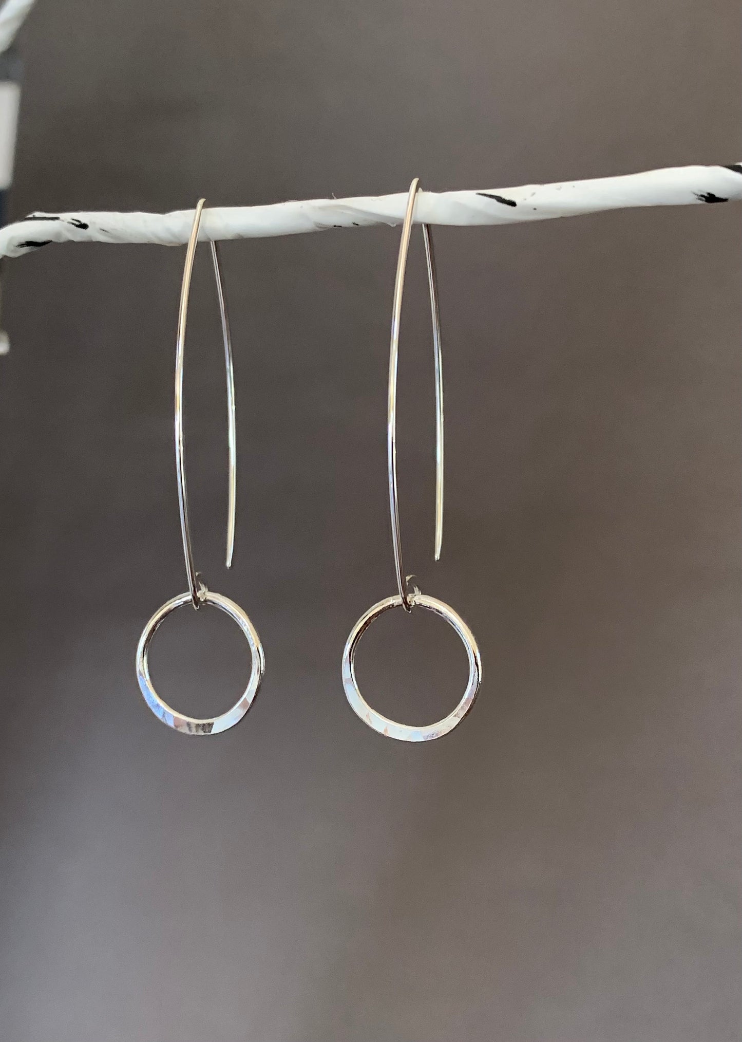 Sterling Silver Hoop Threader Earrings, Sterling Wishbone Hoop Earrings, Unique Handmade Earrings, Thin Open Hoops