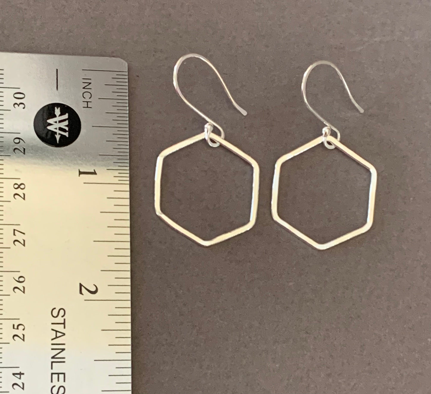 Smooth Silver Honeycomb Hoop Earrings, Lightweight Hexagon Sterling Silver Hoops, Minimalist Hammered Earrings, Hand Forged Metal Jewelry