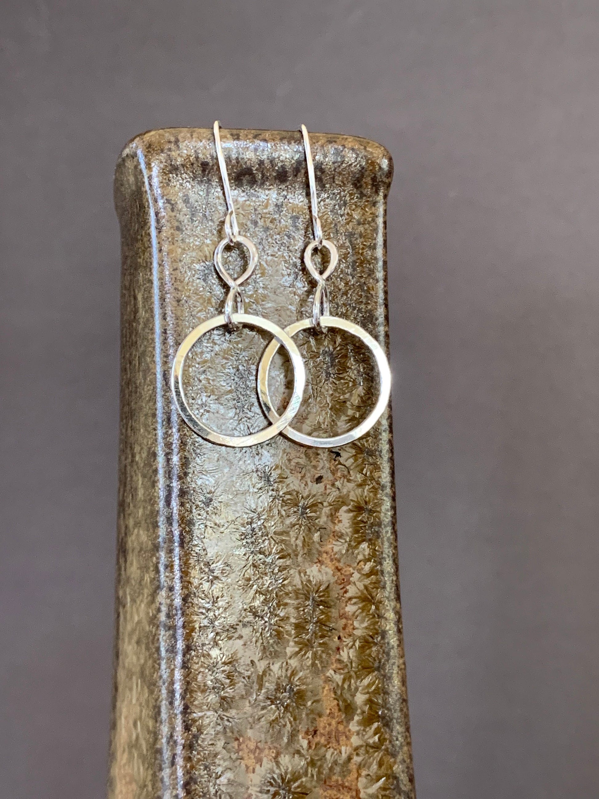 Silver Hoop Earrings, Double Hoop Sterling Silver Hoops, Hammered Hoop Earrings, Handmade