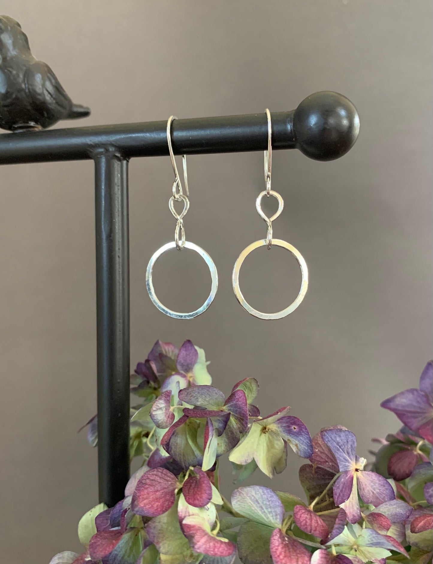 Silver Hoop Earrings, Double Hoop Sterling Silver Hoops, Hammered Hoop Earrings, Handmade