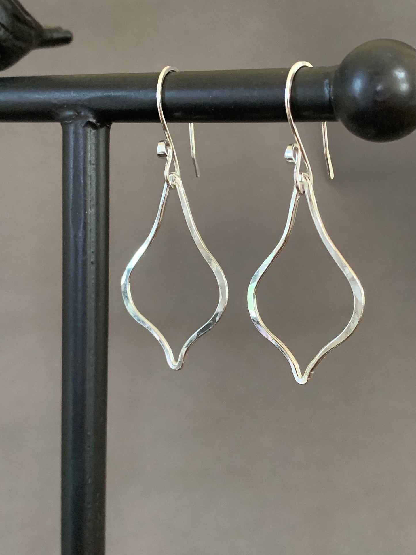 Silver Teardrop Hoop Earrings, Lightweight Boho Sterling Silver Hoops, Minimalist Hammered Earrings, Hand Forged Metal Jewelry