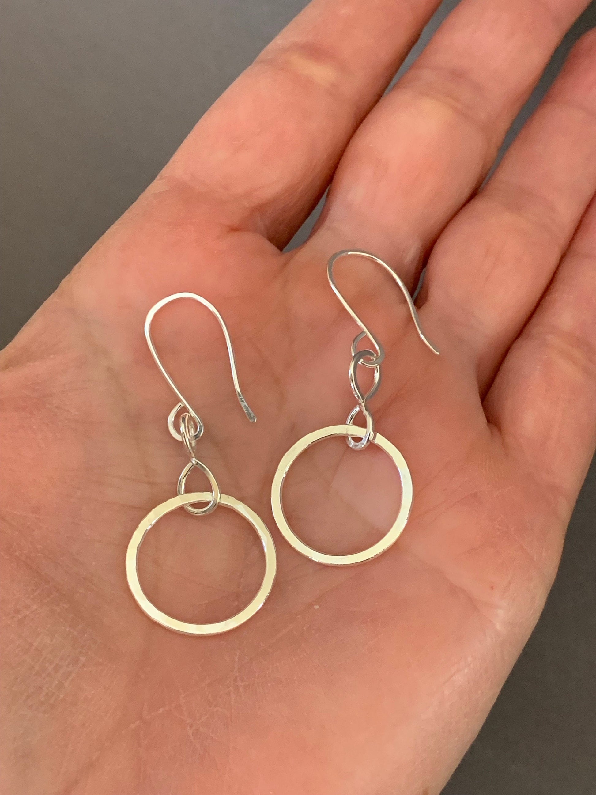 Silver Hoop Earrings, Double Hoop Sterling Silver Hoops, Hammered Hoop Earrings, Handmade