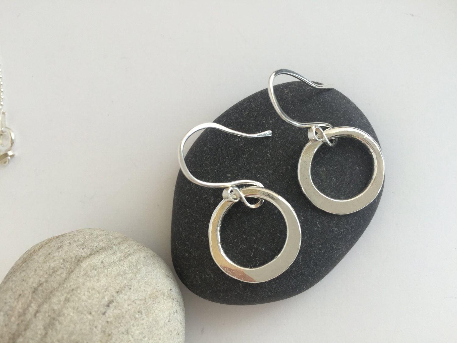 Small Sterling Silver Hoop Earrings, Minimalist Earrings, Hand Forged Metal Hoop Earrings, Simple Classic Earrings